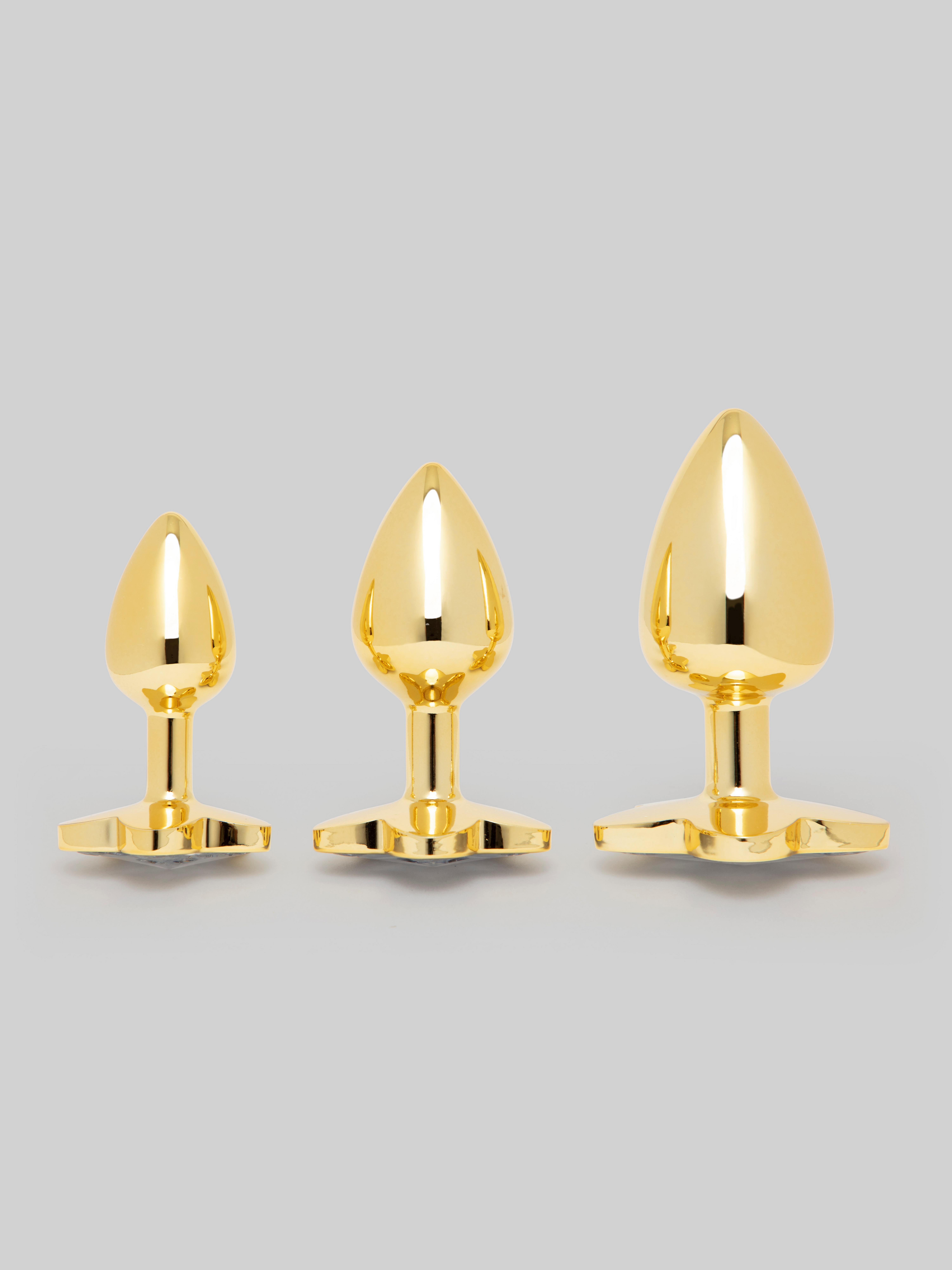 Lovehoney Star Power Jewelled Metal Butt Plug Set (3 Piece), Gold, hi-res
