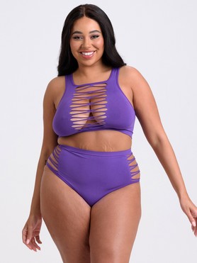 Lovehoney Plus Size Viva Purple Criss-Cross Bra Set