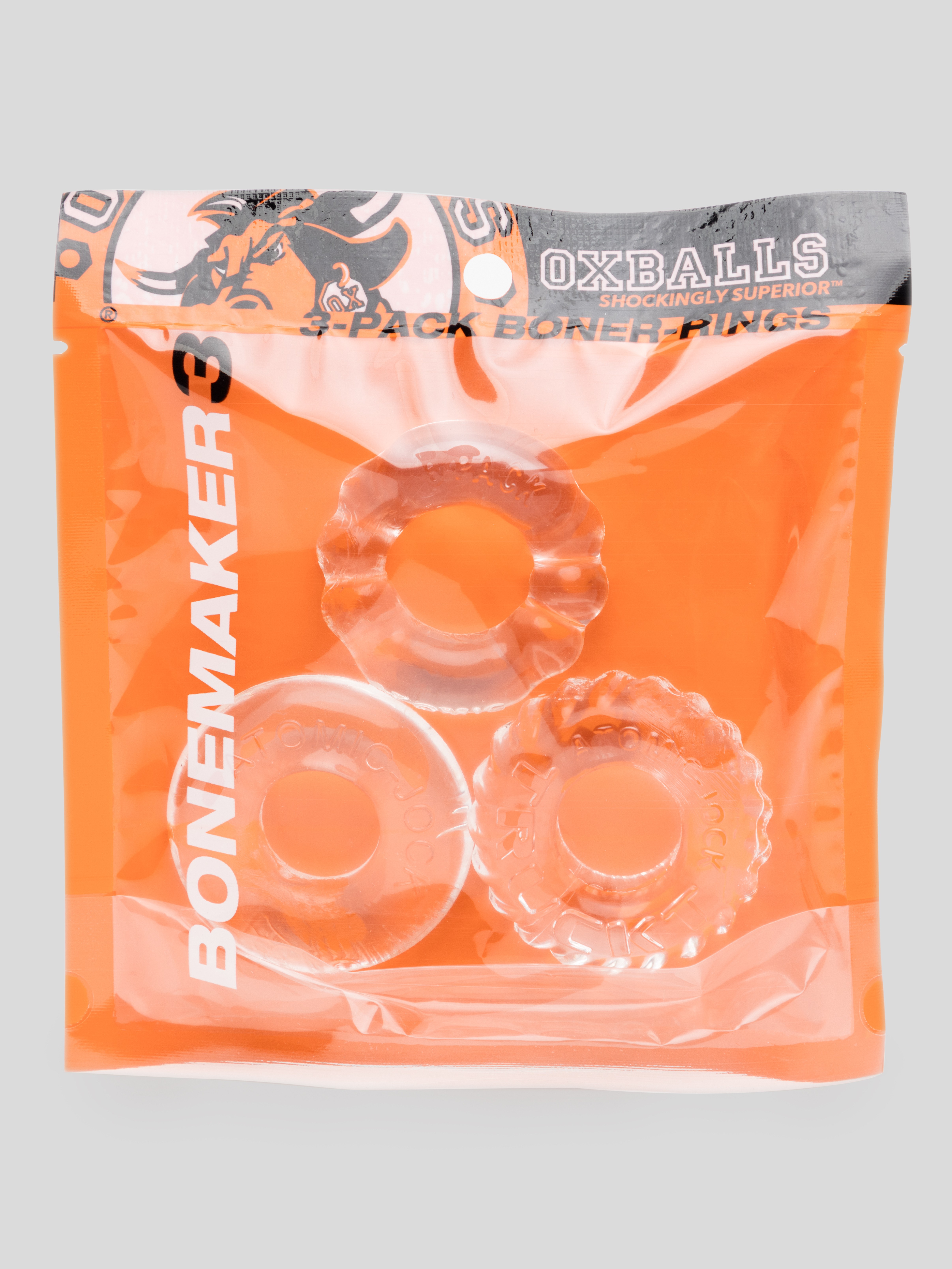 Oxballs Bonemaker Cock and Ball Ring Set Clear (3 Count), Clear, hi-res