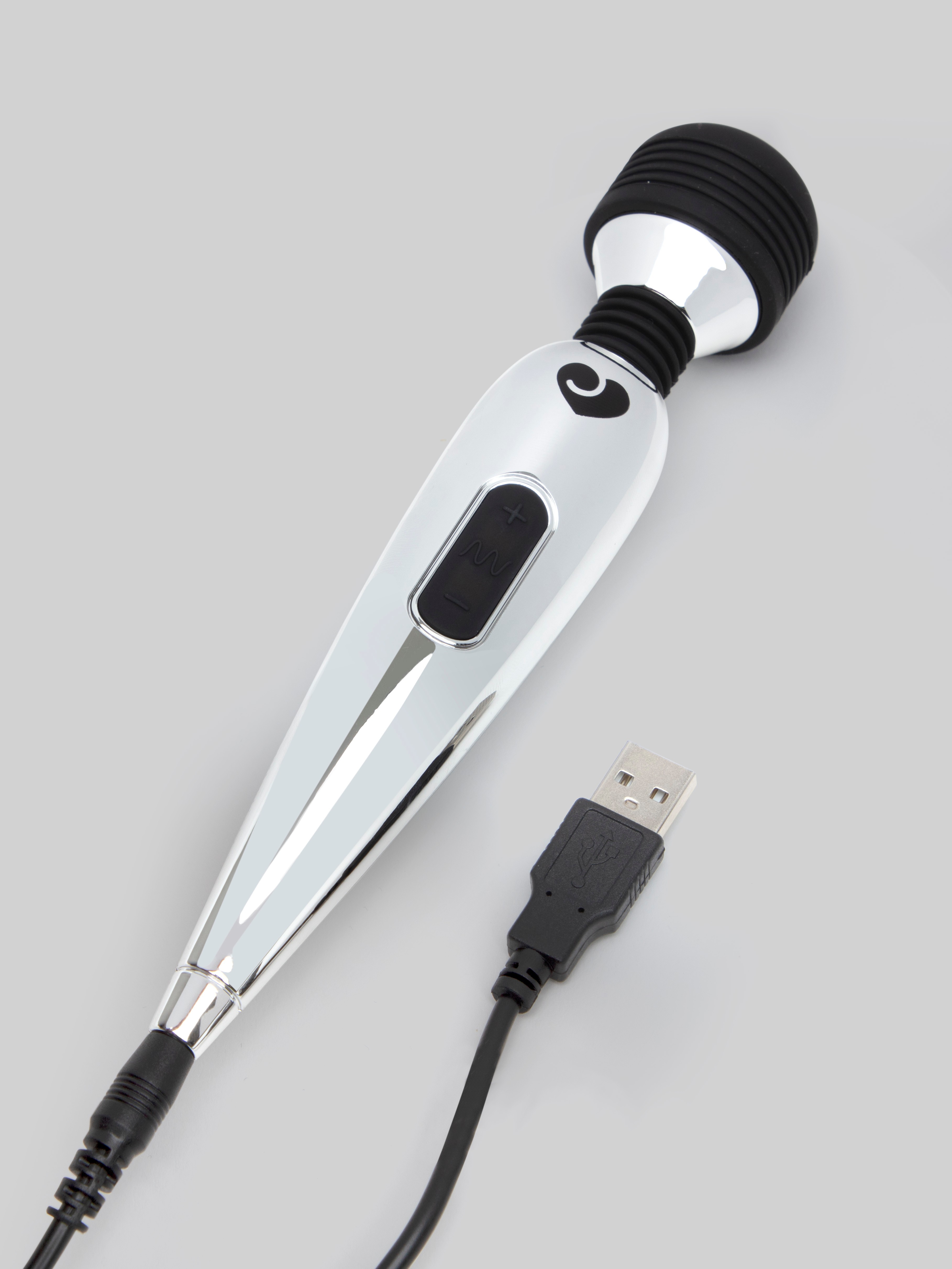 Lovehoney Deluxe Rechargeable Mini Massage Wand Vibrator, Silver, hi-res