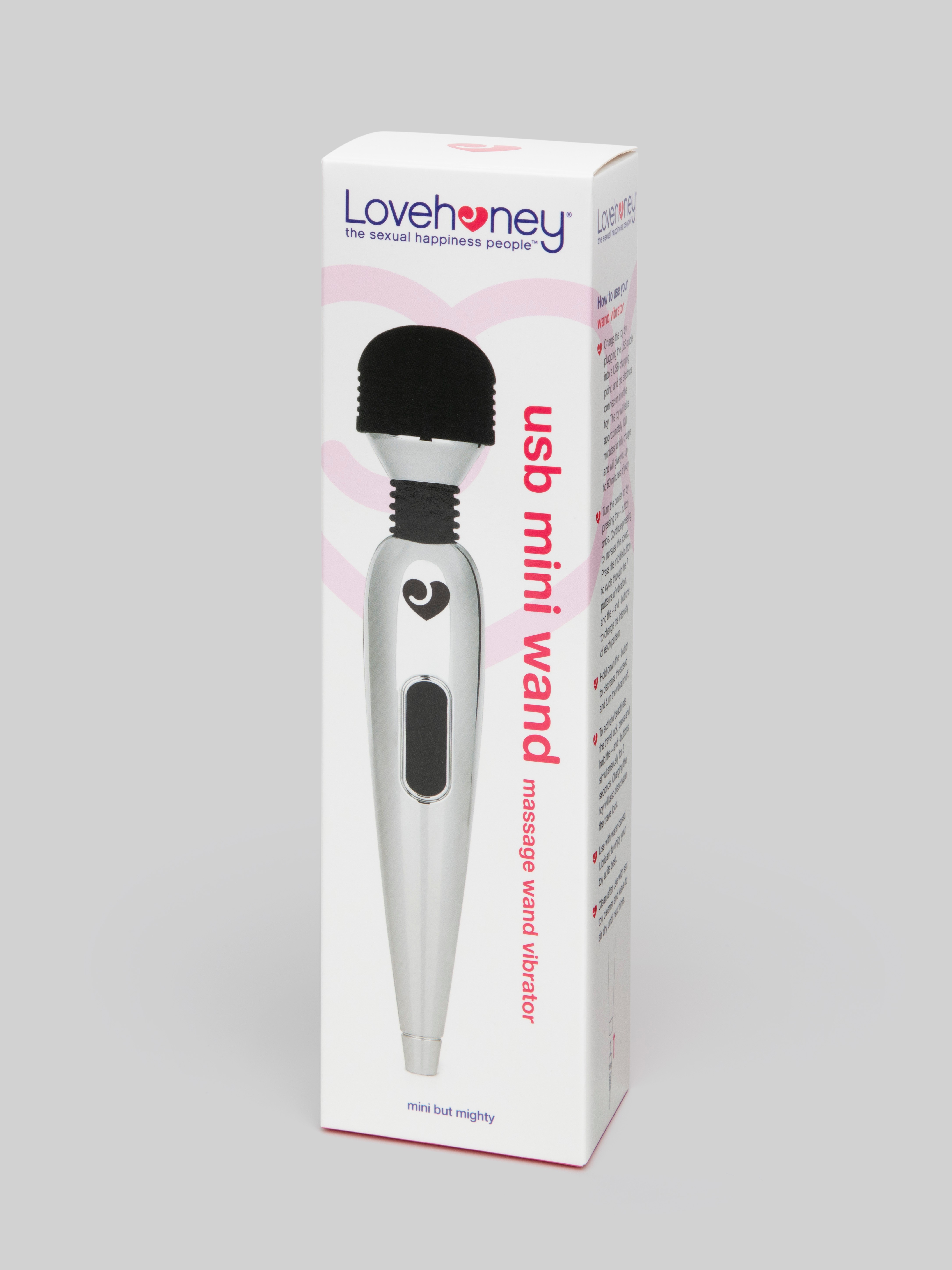 Lovehoney Deluxe Rechargeable Mini Massage Wand Vibrator, Silver, hi-res
