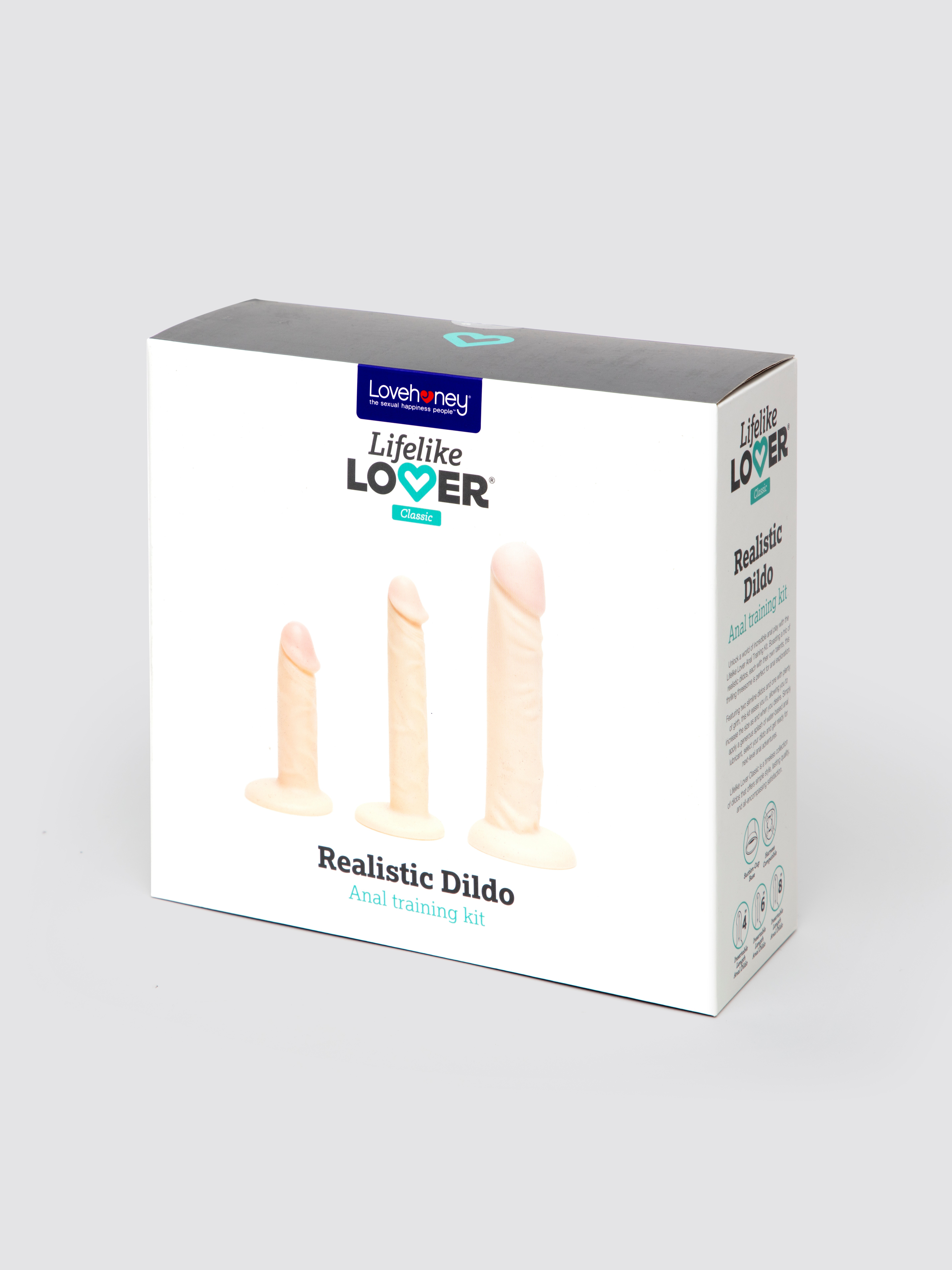 Lifelike Lover Classic Realistic Suction Cup Dildo Anal Training Kit (3 Piece), Flesh Pink, hi-res