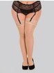 Lovehoney Sheer Black Lace Top Thigh-High Stockings, Beige, hi-res