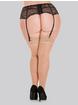 Lovehoney Sheer Black Lace Top Thigh-High Stockings, Beige, hi-res