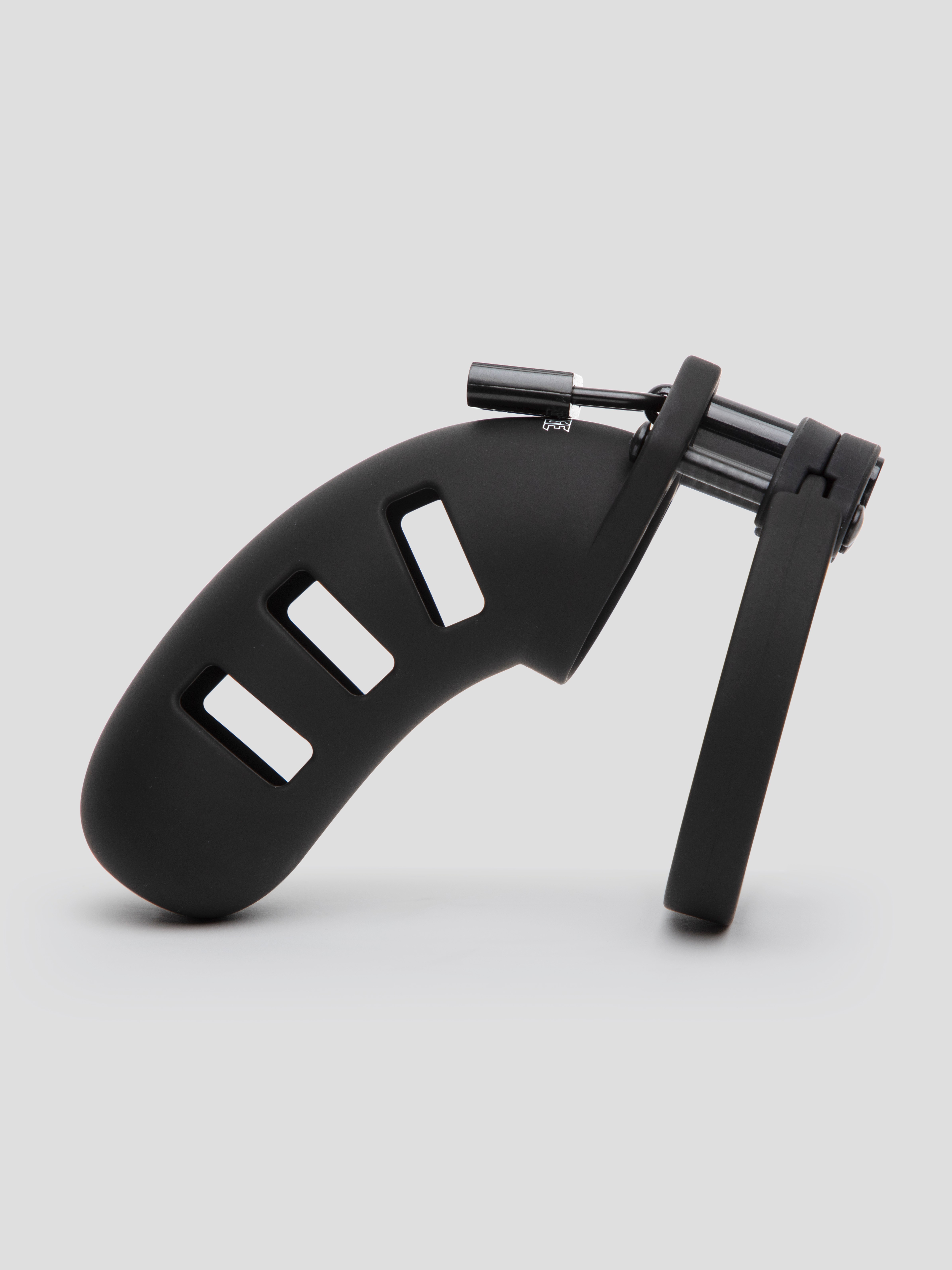 Man Cage Medium Silicone Chastity Cage 4.5 Inch, Black, hi-res