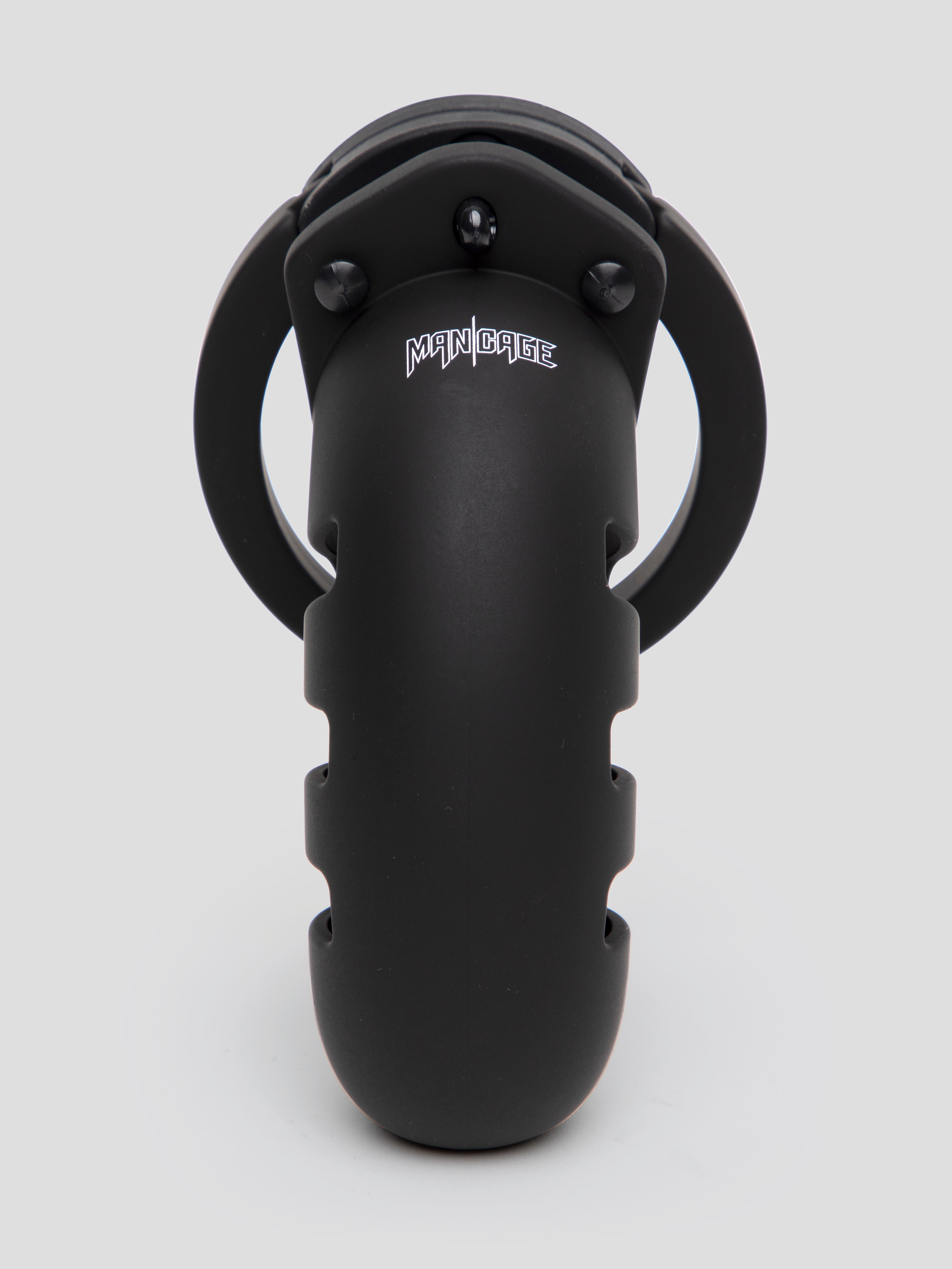 Man Cage Medium Silicone Chastity Cage 4.5 Inch, Black, hi-res