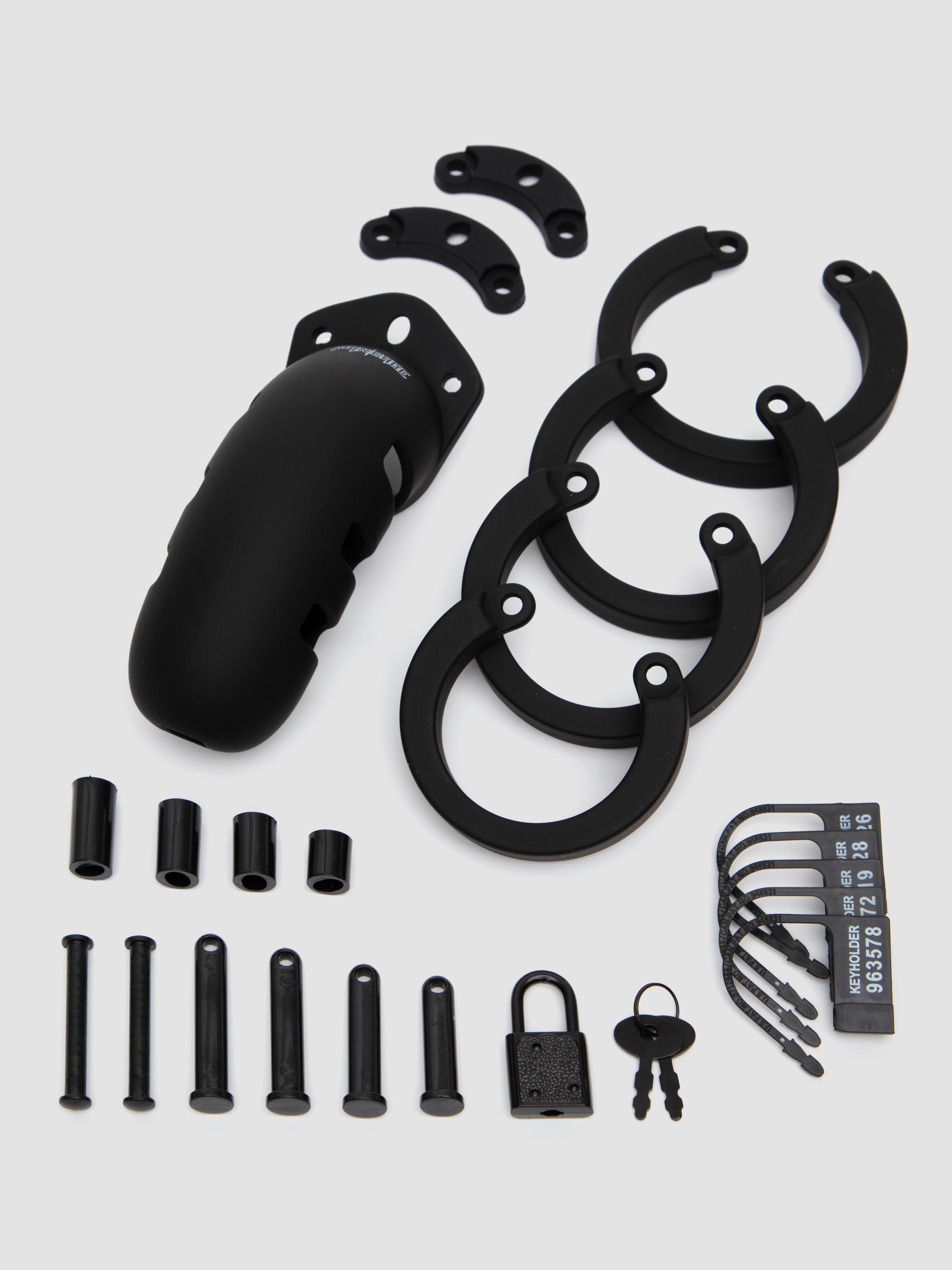 Man Cage Medium Silicone Chastity Cage 4.5 Inch, Black, hi-res