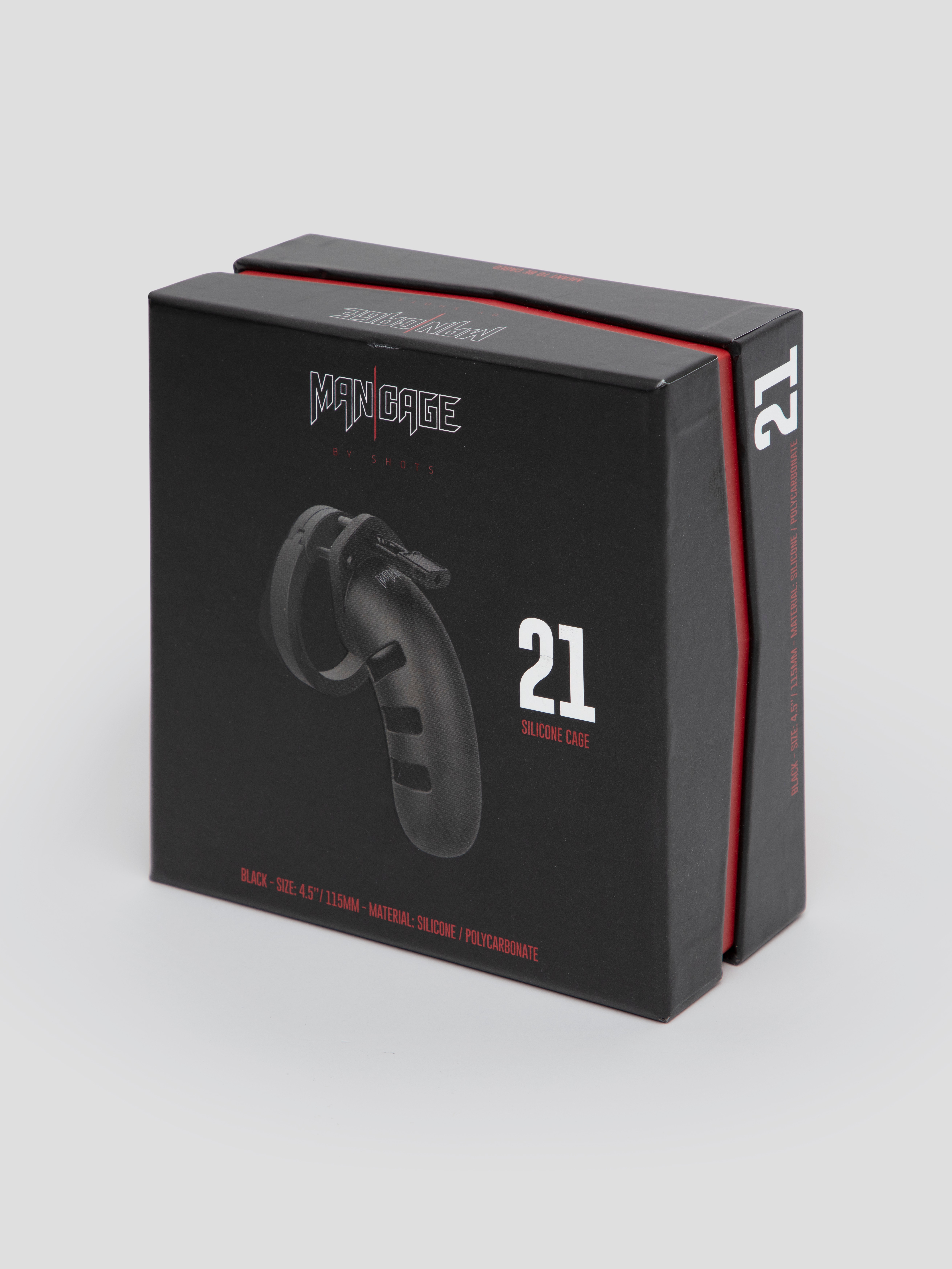 Man Cage Medium Silicone Chastity Cage 4.5 Inch, Black, hi-res