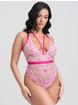 Lovehoney Tiger Lily Pink Lace Teddy, Pink, hi-res