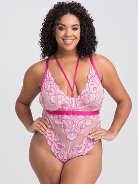 Lovehoney Plus Size Tiger Lily Pink Lace Teddy