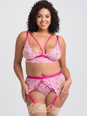 Lovehoney Plus Size Tiger Lily Pink Lace Bra Set