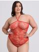 Lovehoney Treasure Chest Black Lace Crotchless Body , Red, hi-res