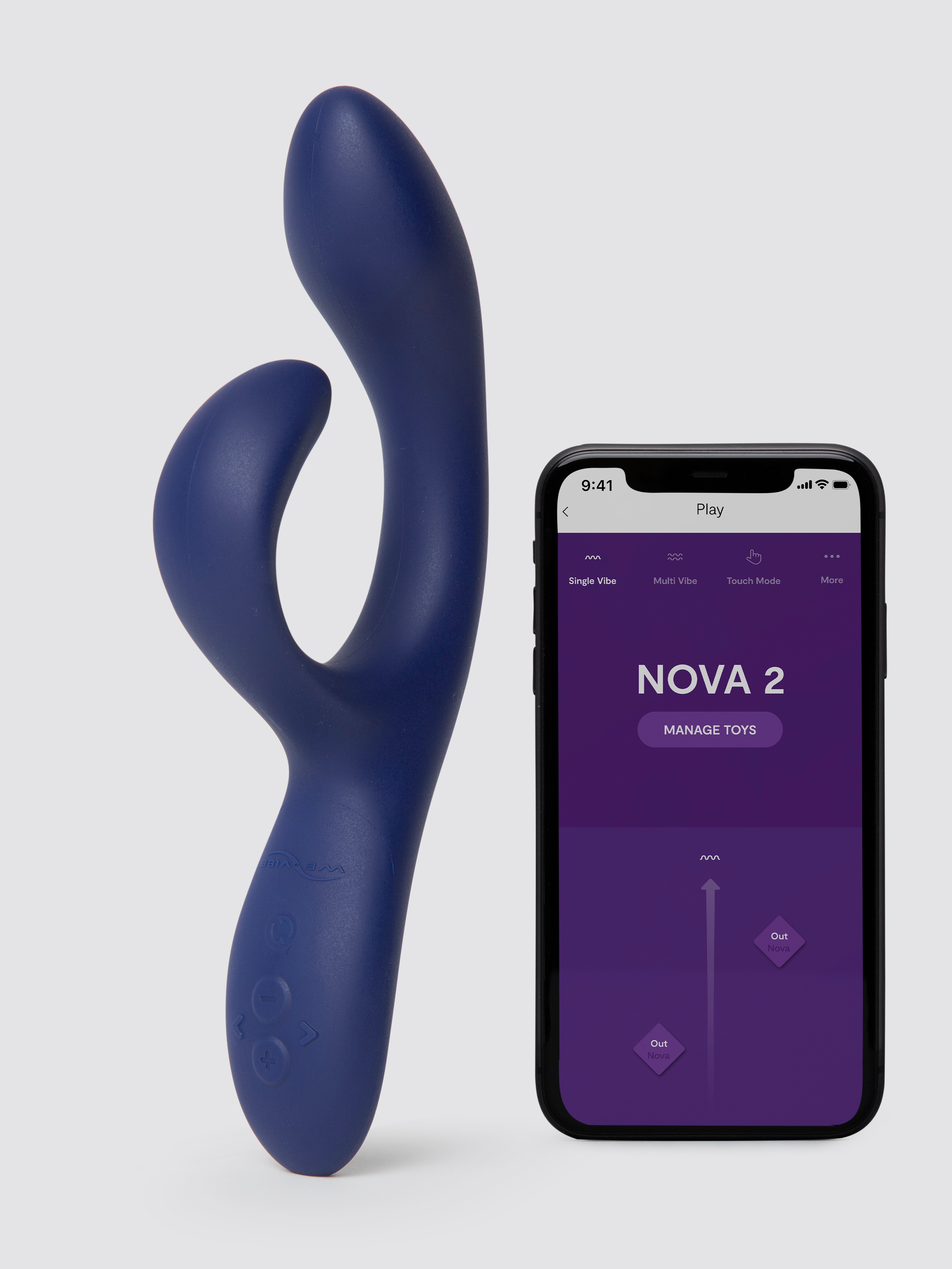 Image of We-Vibe Nova 2 Midnight Blue App Controlled Rechargeable Rabbit Vibrator - Blue