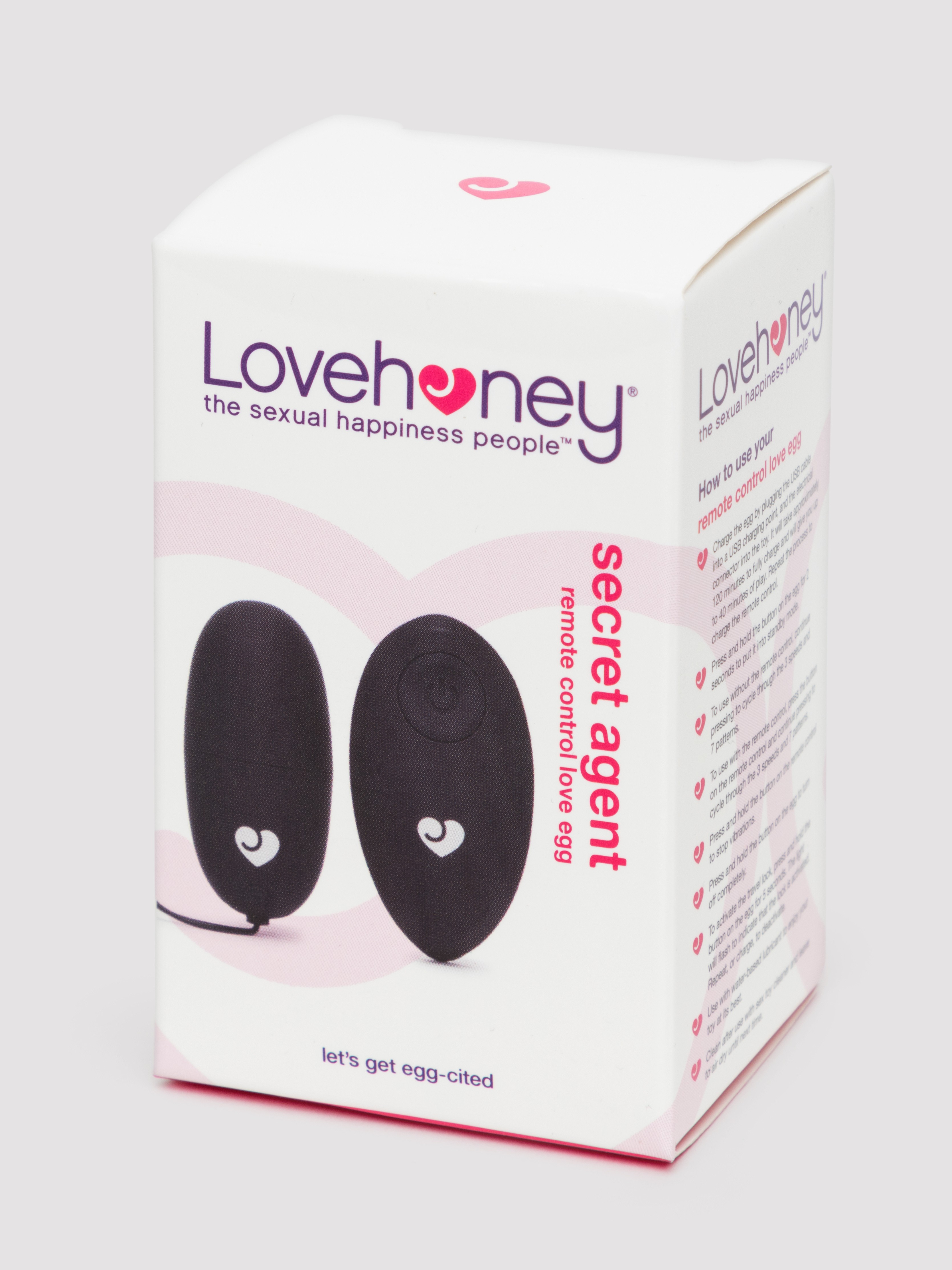 Lovehoney Secret Agent Rechargeable Remote Control Love Egg, Black, hi-res