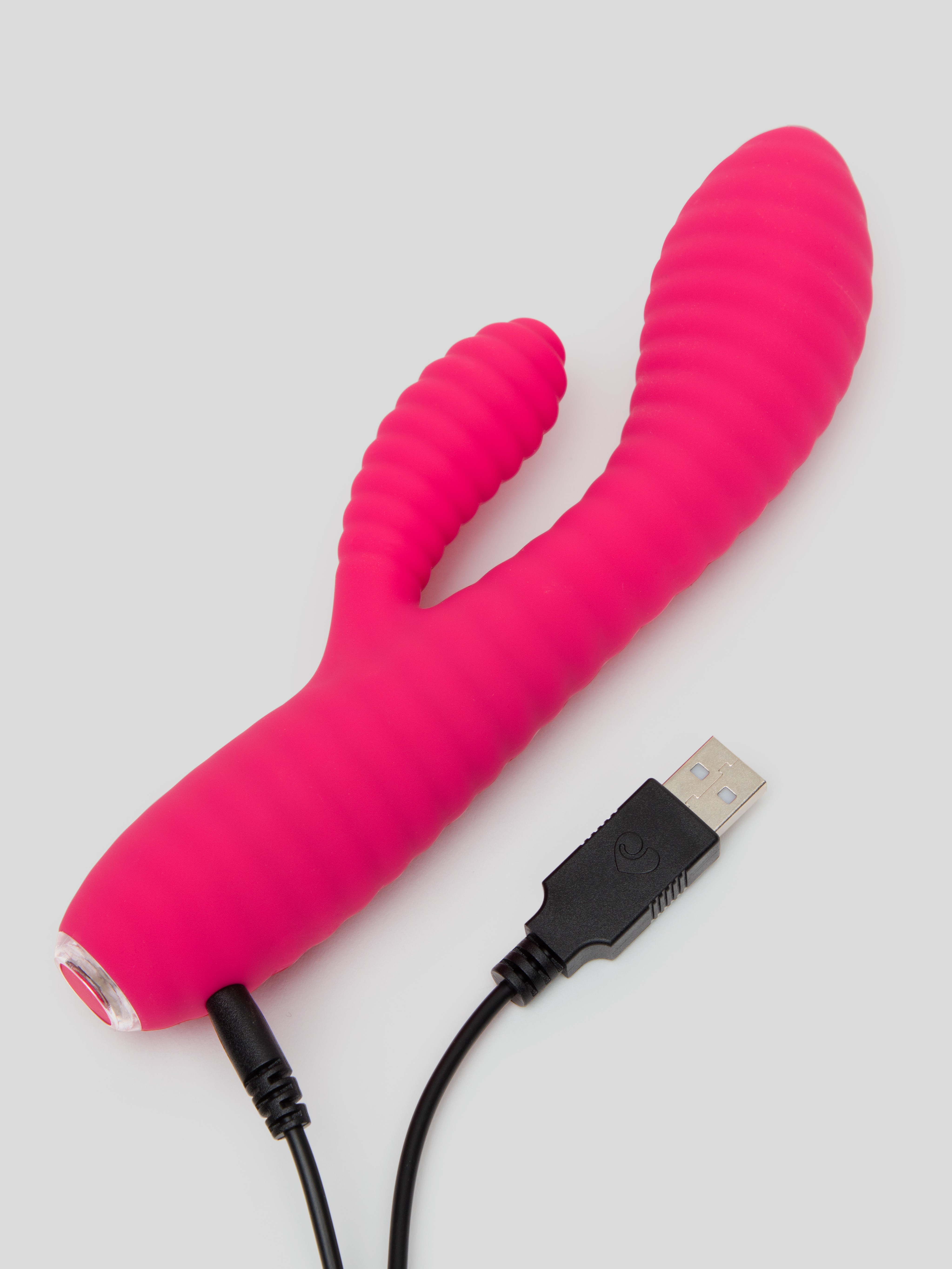 Lovehoney Ripple Rabbit Rechargeable Silicone Ribbed Rabbit Vibrator, Pink, hi-res