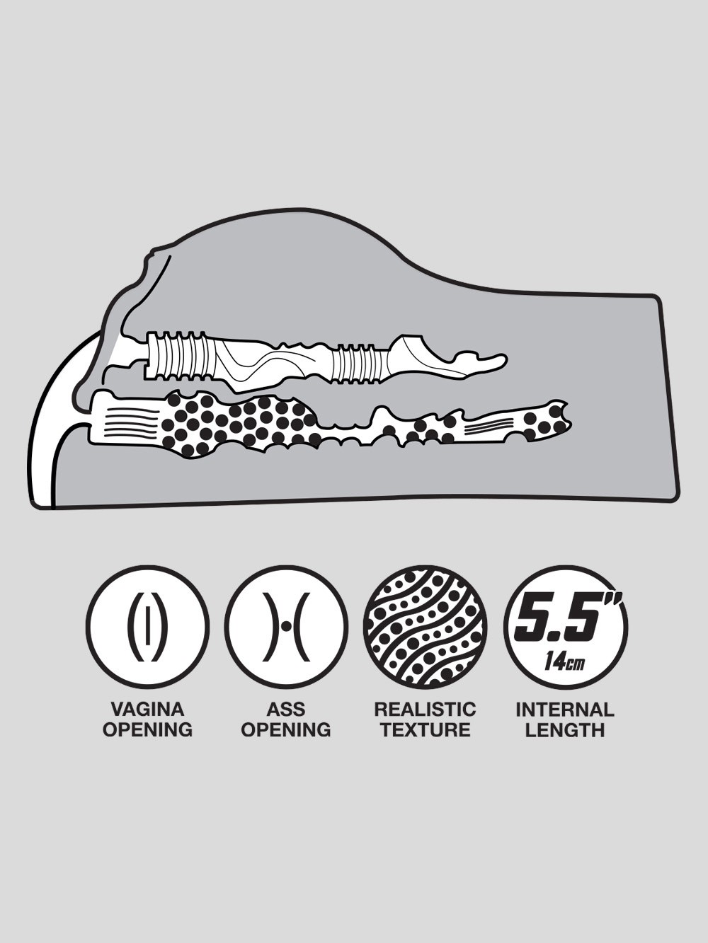 THRUST Pro Elite Cindy Realistic Vagina and Ass 2kg, Flesh Tan, hi-res