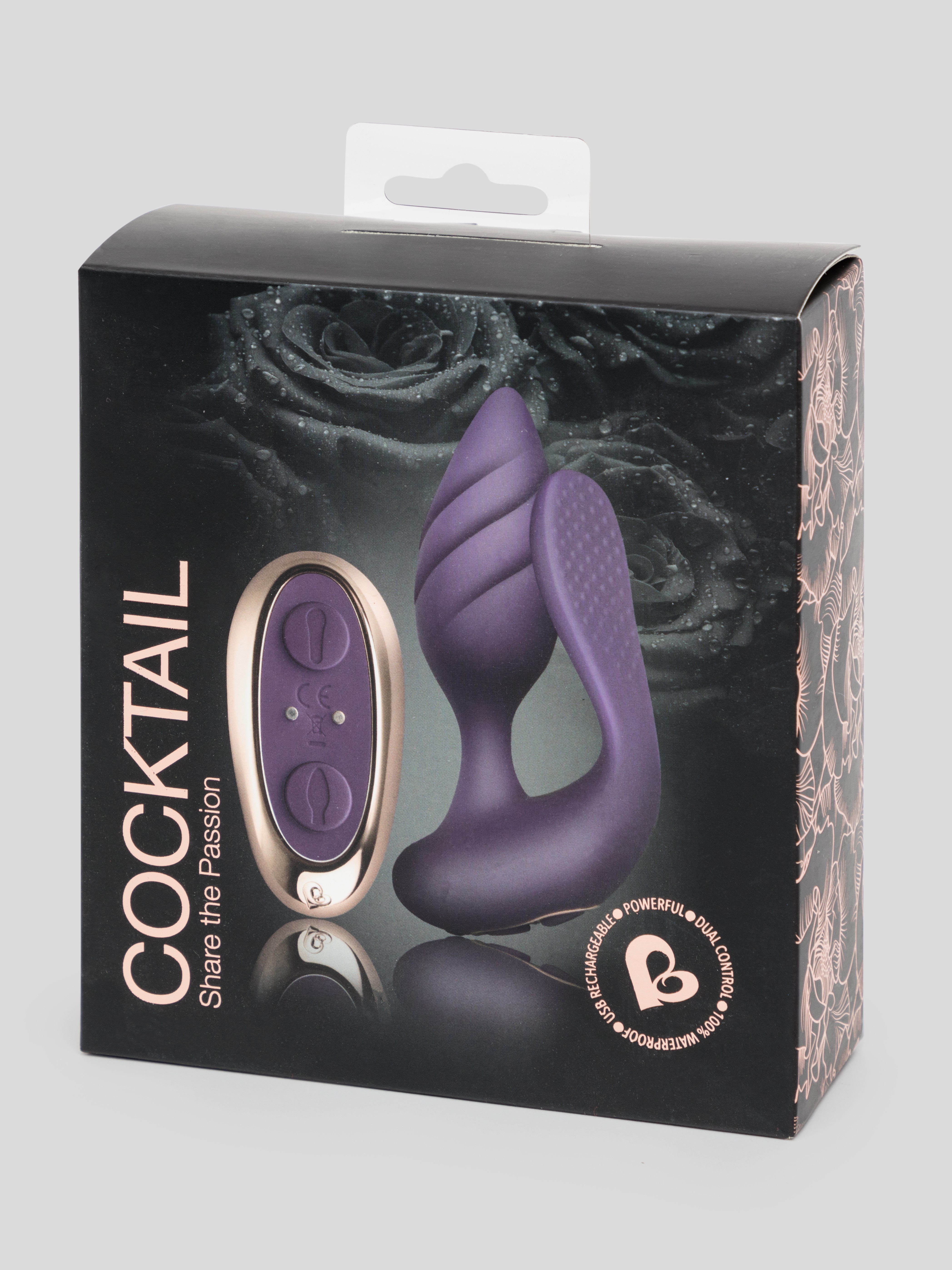 Rocks Off Cocktail Dual-Motored Remote Controlled Couple's Butt Plug, Purple, hi-res