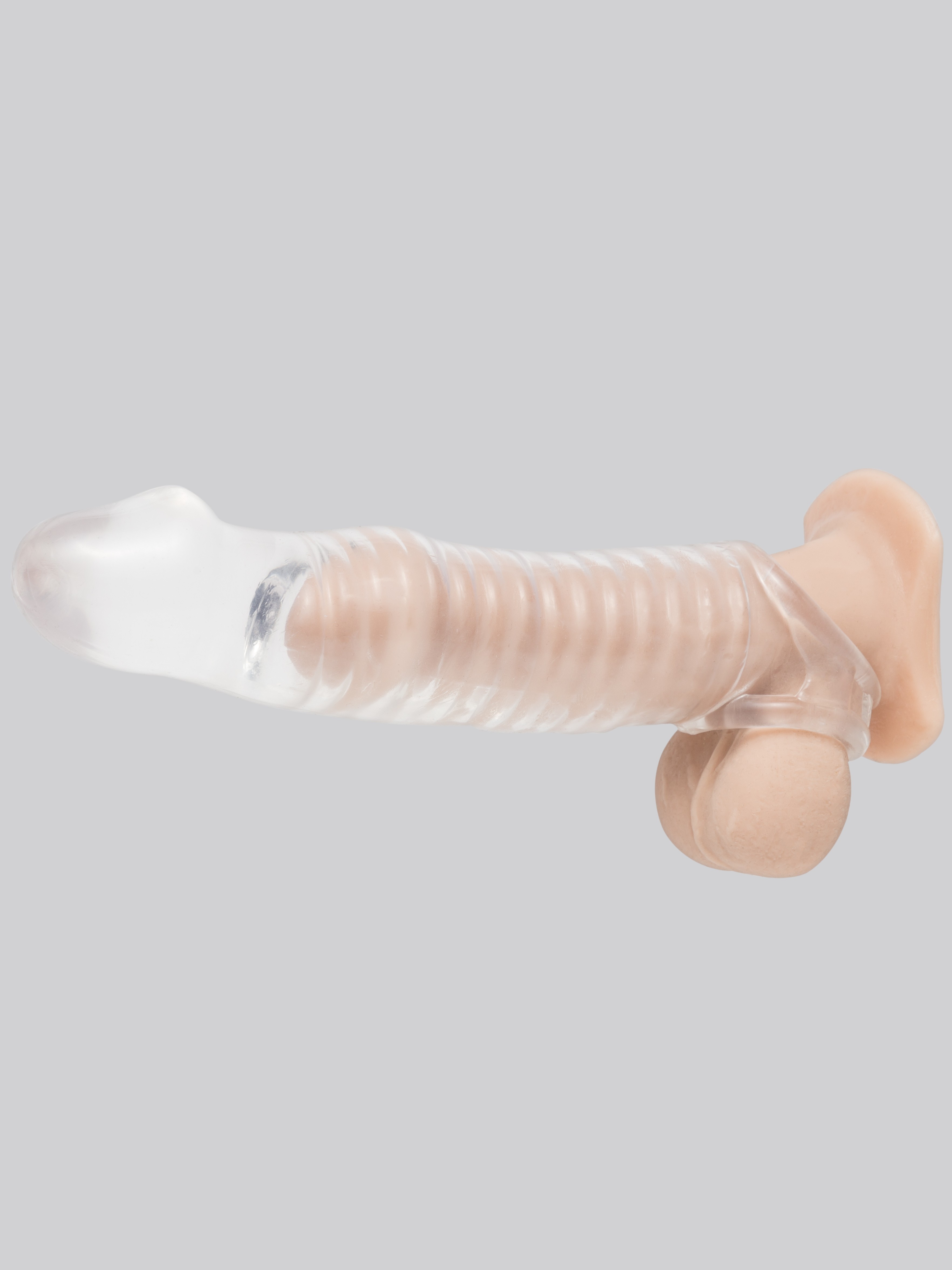 Oxballs Musclear Ribbed Adjustable Penis Sleeve, Clear, hi-res