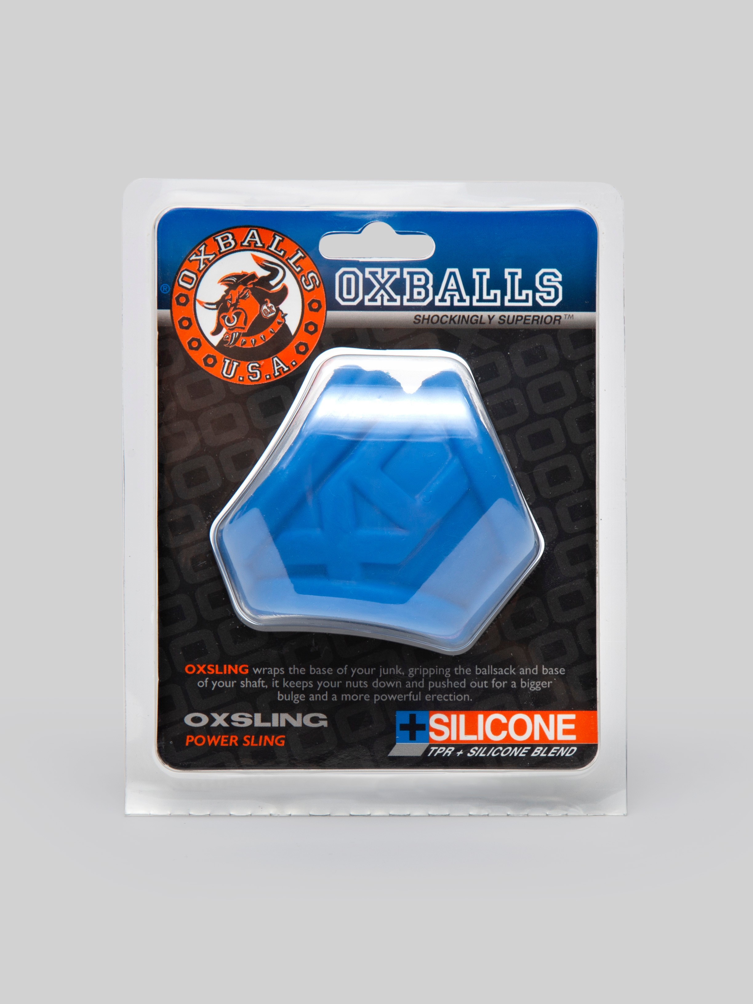 Oxballs Cocksling Colbalt Ice Stretchy Cock and Ball Sleeve, Blue, hi-res