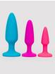 Multi-Colored Tapered Silicone Butt Plug Set (3-Piece), Blue, hi-res