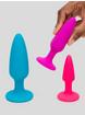 Multi-Colored Tapered Silicone Butt Plug Set (3-Piece), Blue, hi-res