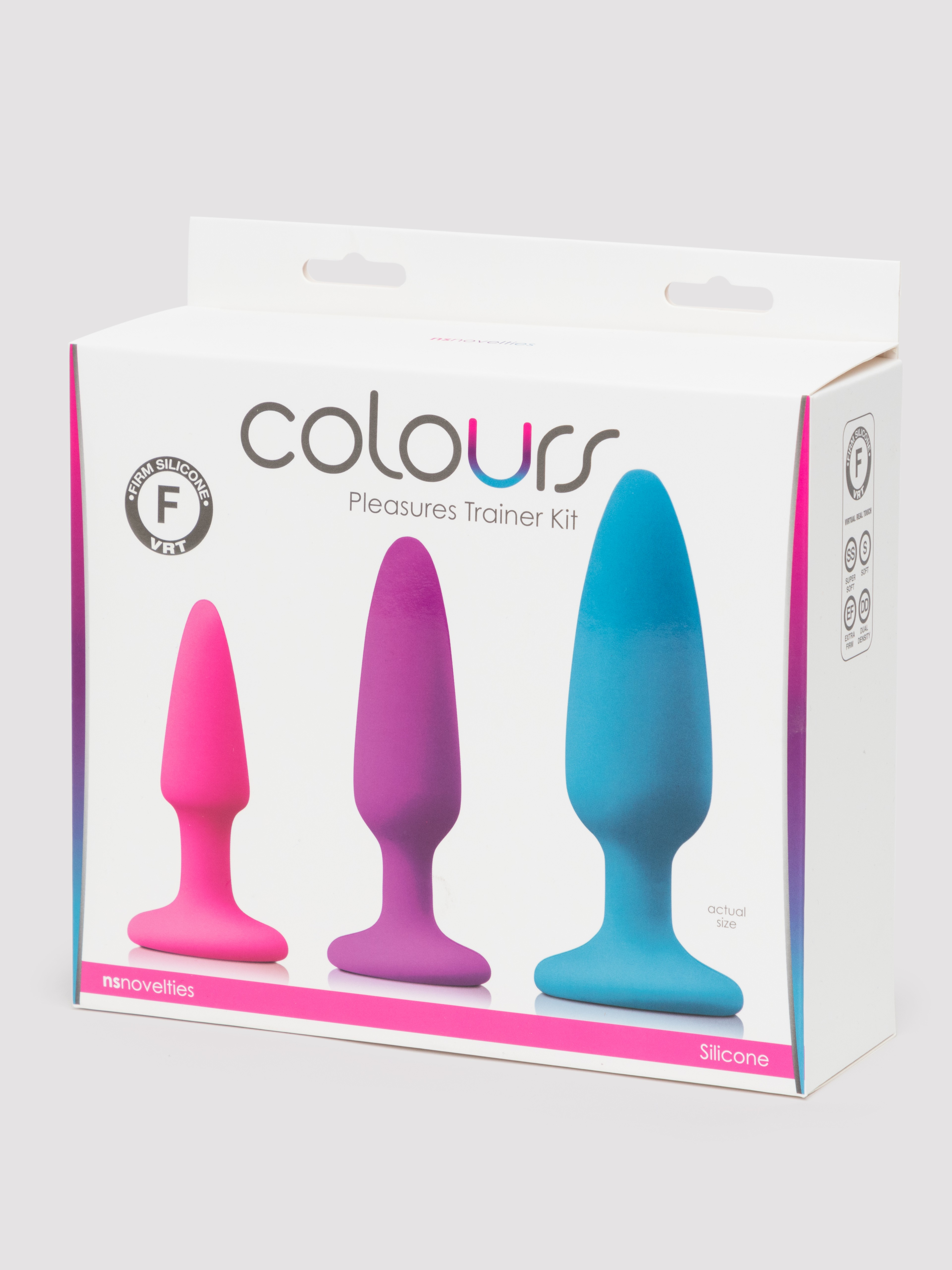 Rainbow Tapered Silicone Butt Plug Set (3-Piece), Blue, hi-res