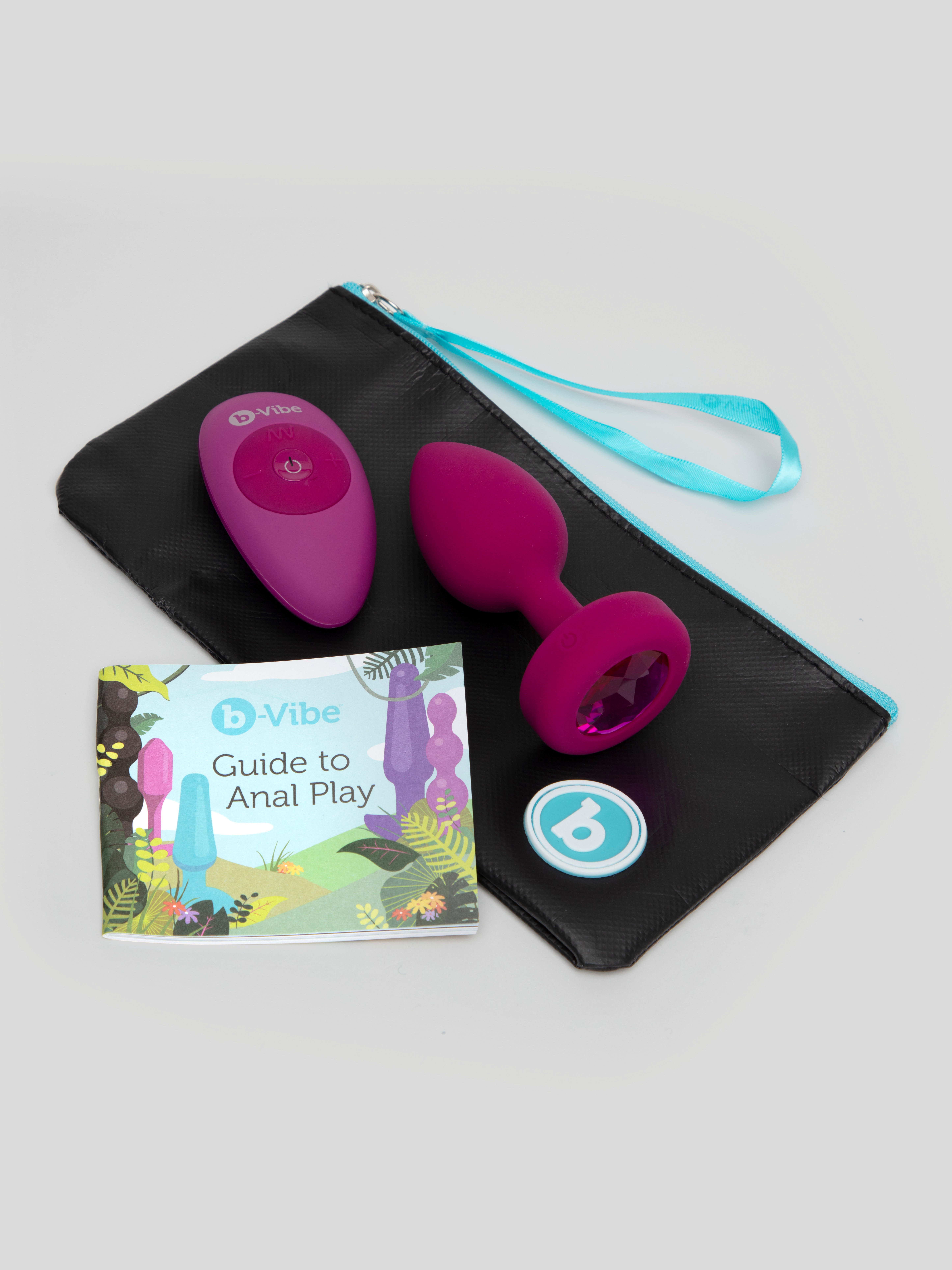 B-Vibe Remote Control Rechargeable Vibrating Silicone Jewelled Butt Plug , Pink, hi-res