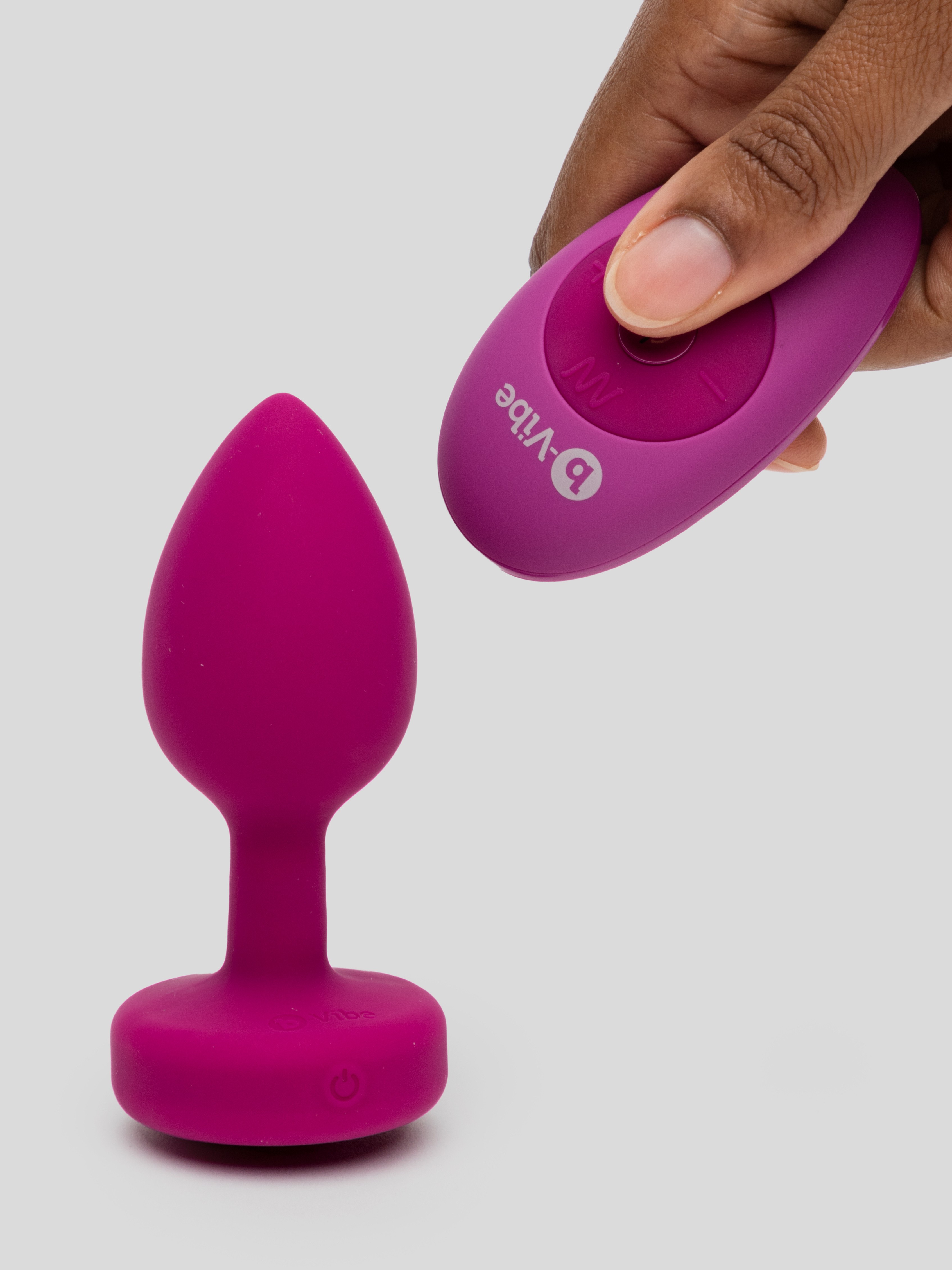 B-Vibe Remote Control Rechargeable Vibrating Silicone Jewelled Butt Plug , Pink, hi-res