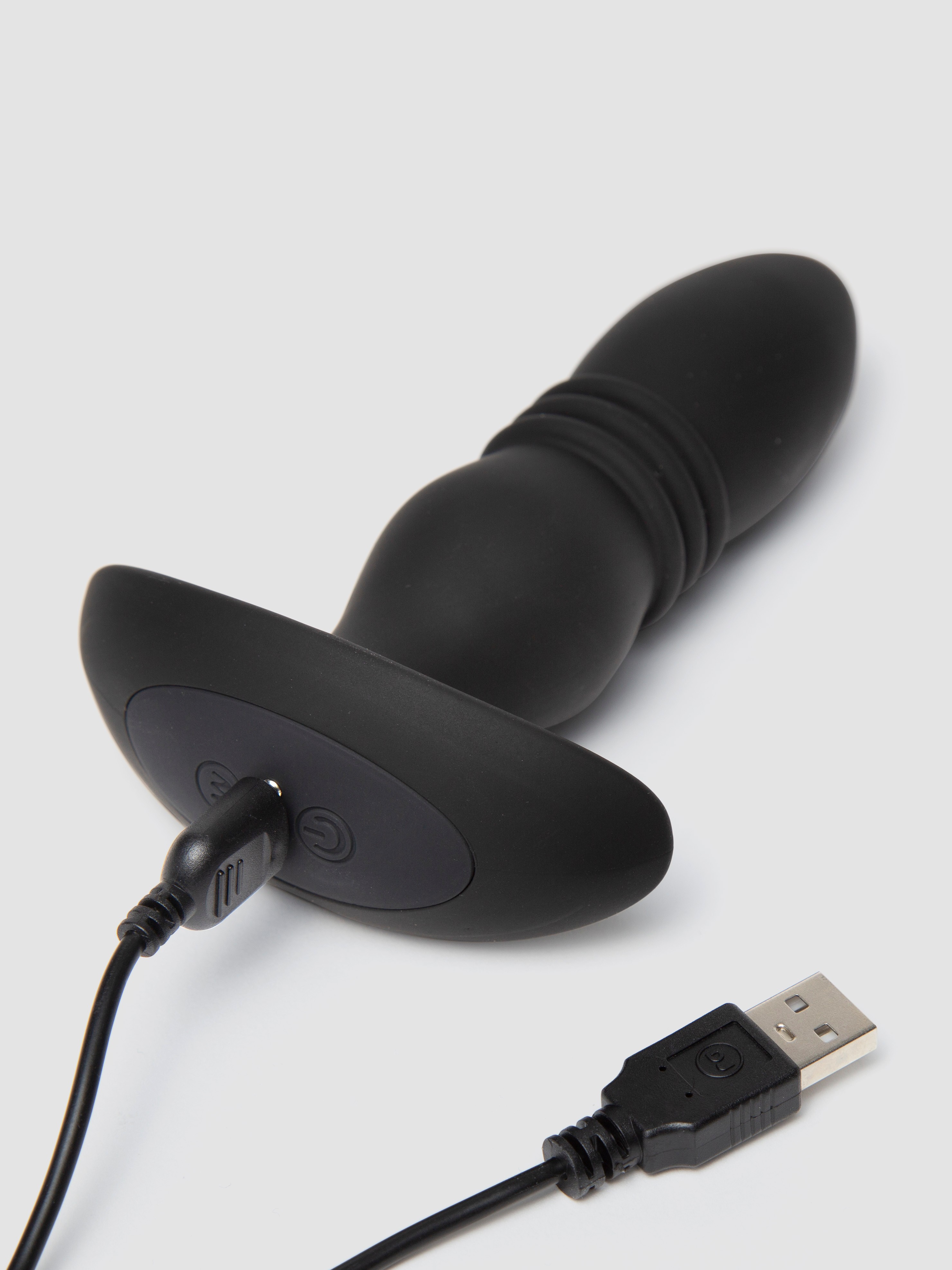Doc Johnson A-Play Remote Control Thrusting Butt Plug, Black, hi-res