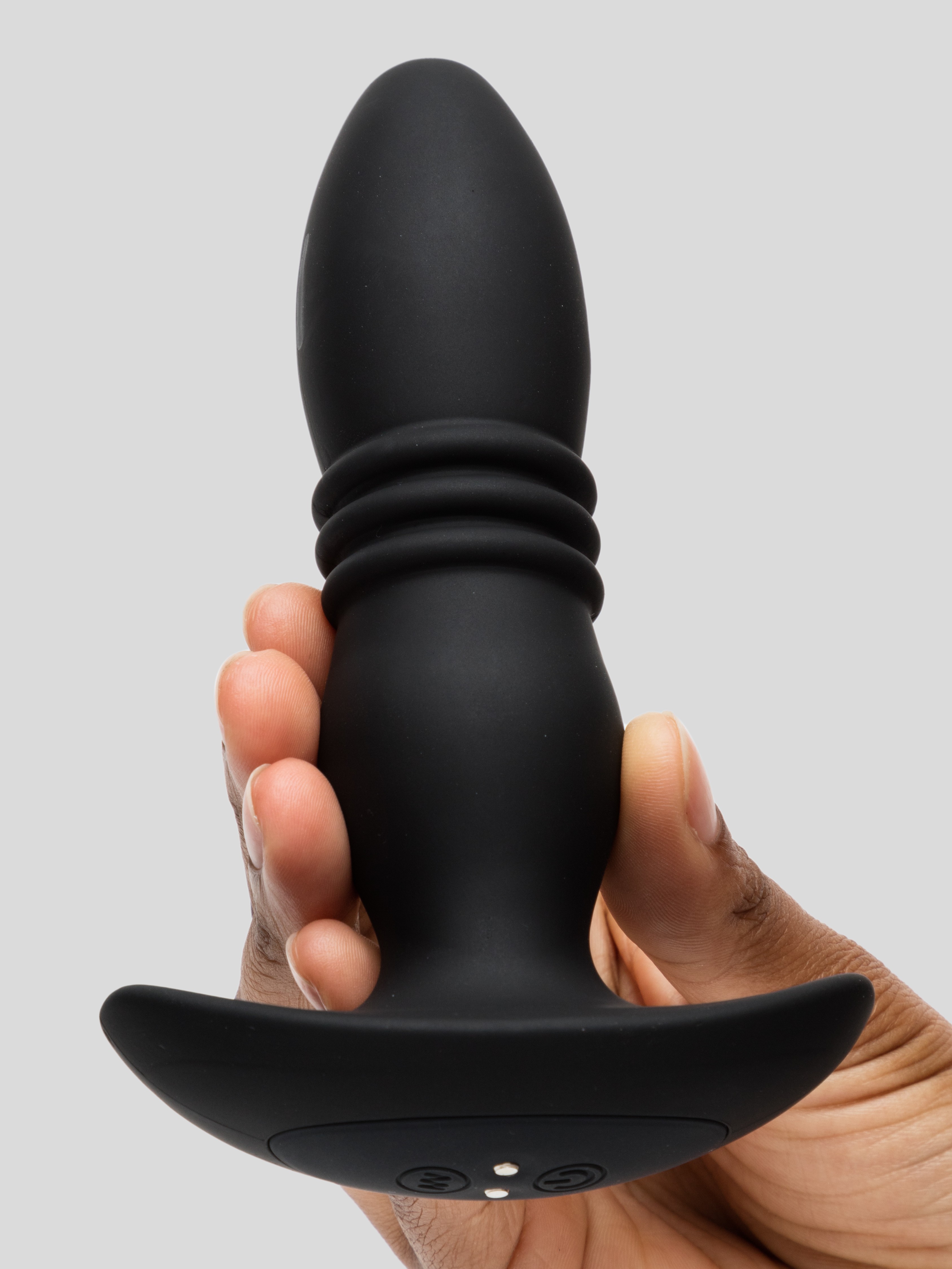 Doc Johnson A-Play Remote Control Thrusting Butt Plug, Black, hi-res
