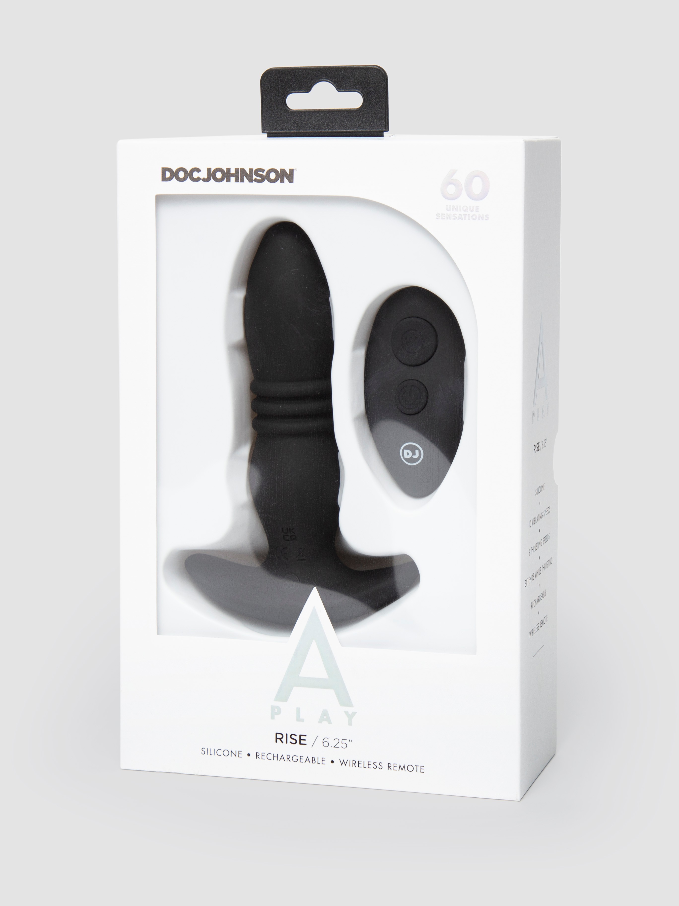 Doc Johnson A-Play Remote Control Thrusting Butt Plug, Black, hi-res
