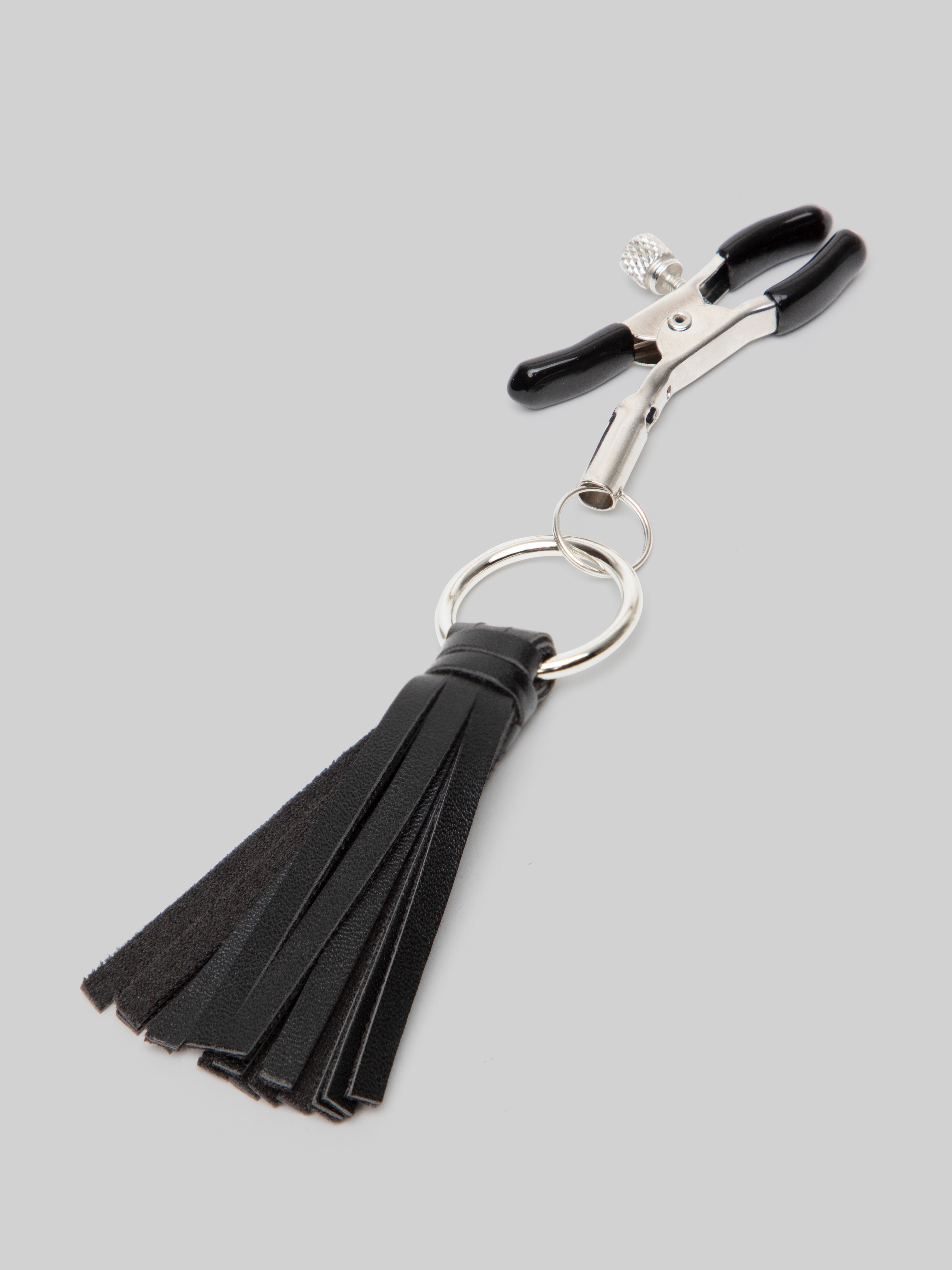 Adjustable Tassel Nipple Clamps, Black, hi-res