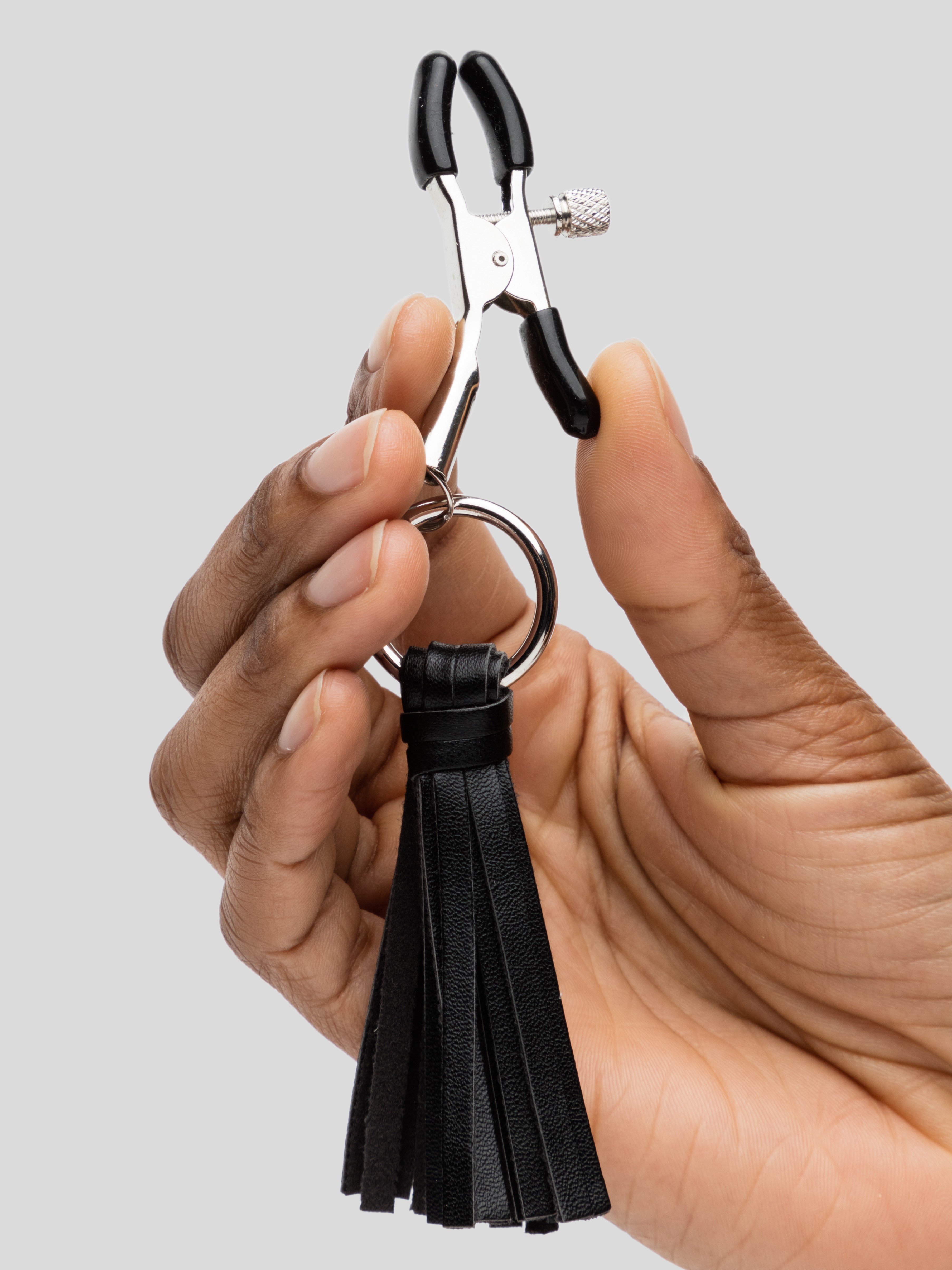 Adjustable Tassel Nipple Clamps, Black, hi-res