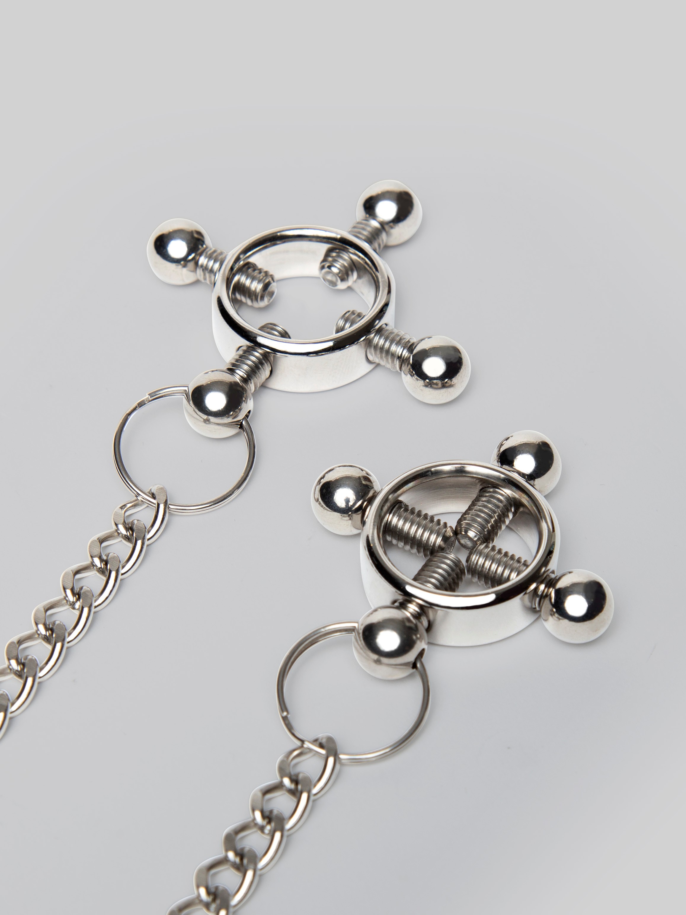 4-Point Adjustable Nipple Press with Chain, Silver, hi-res