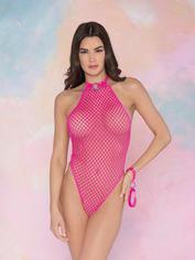 Dreamgirl Pink Fishnet Thong-Back Body and Wrist Cuffs, Hot Pink, hi-res