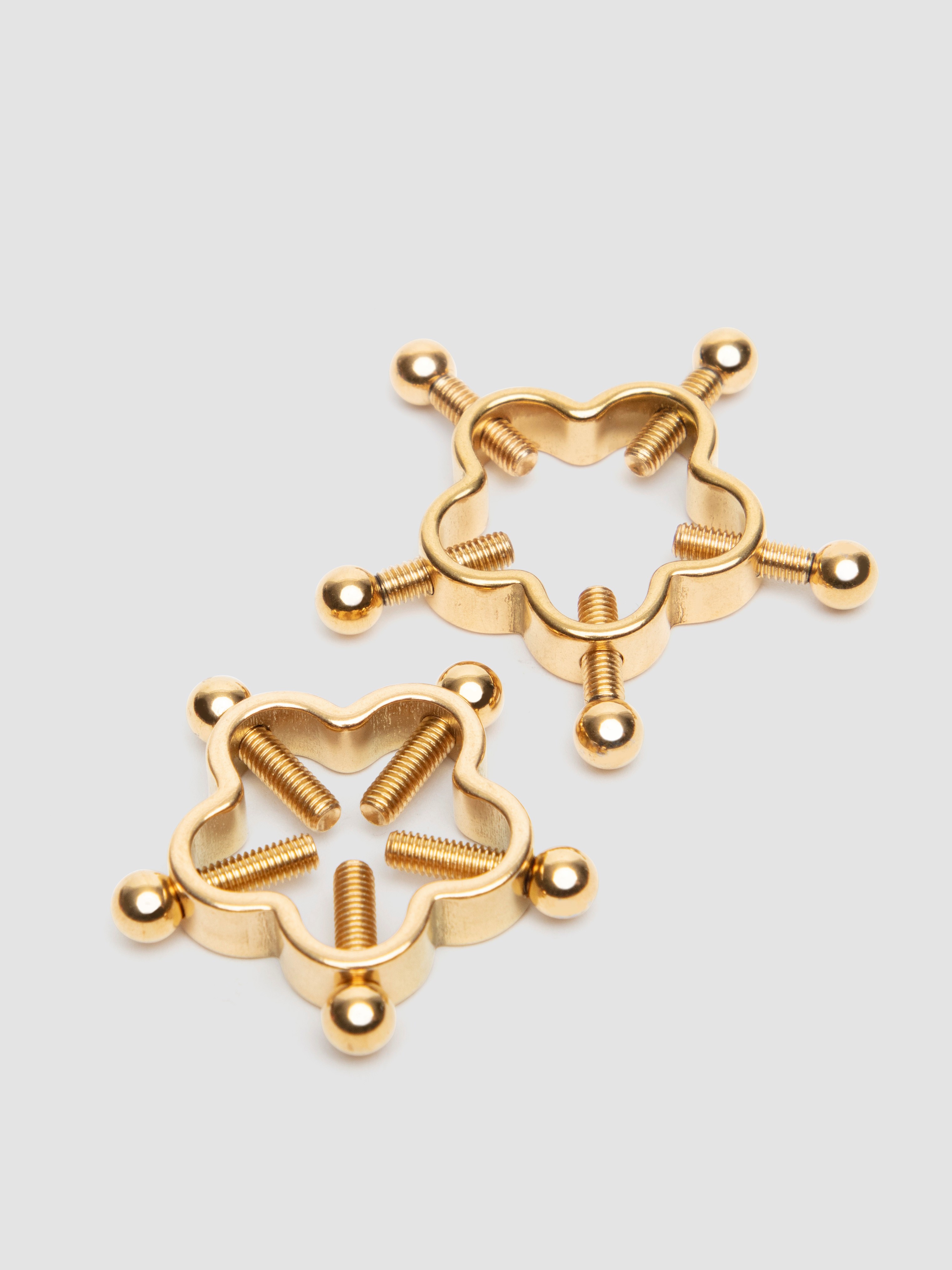 Gold Flower 5 Point Adjustable Stainless Steel Nipple Clamps, Gold, hi-res