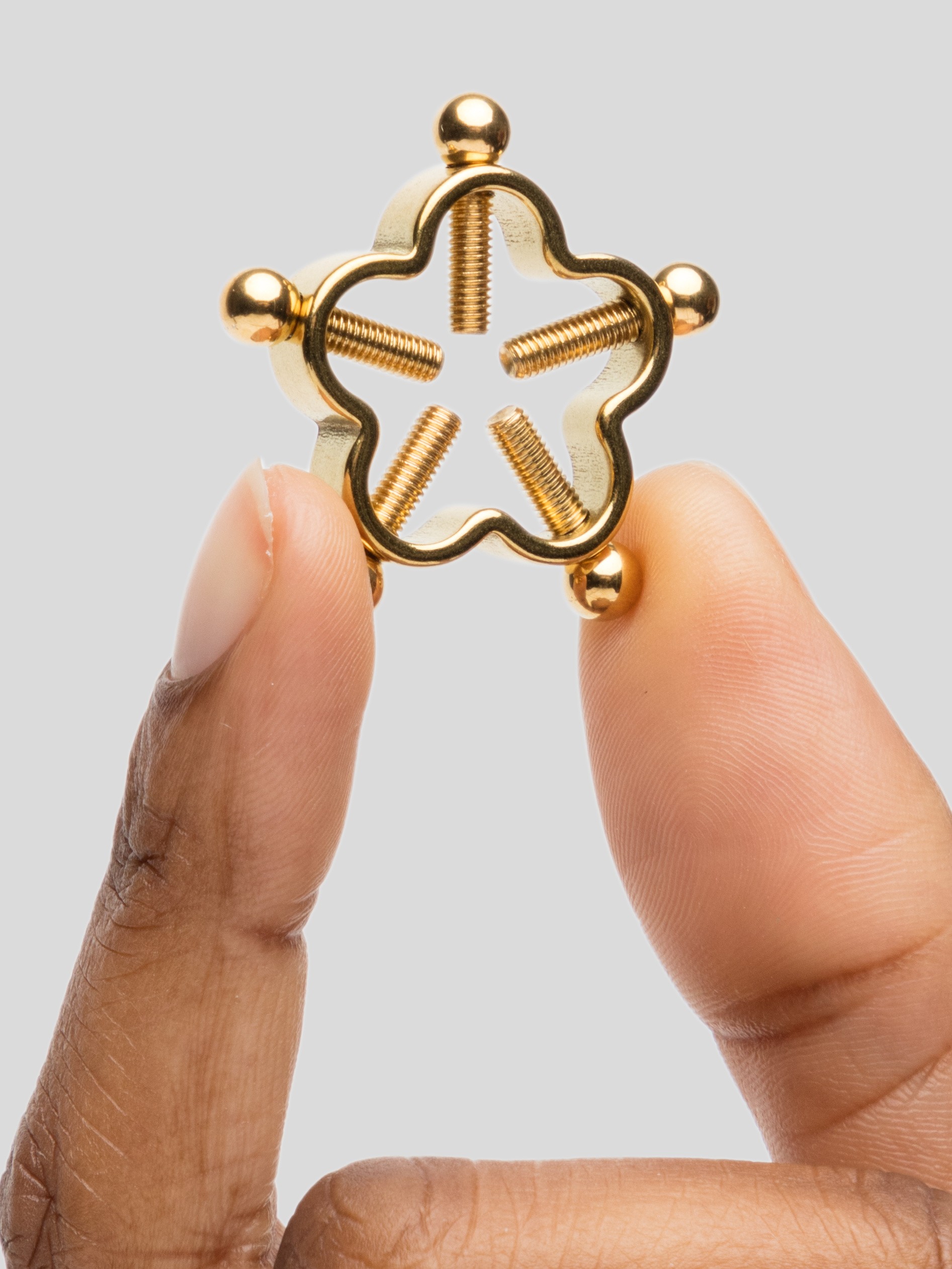 Gold Flower 5 Point Adjustable Stainless Steel Nipple Clamps, Gold, hi-res