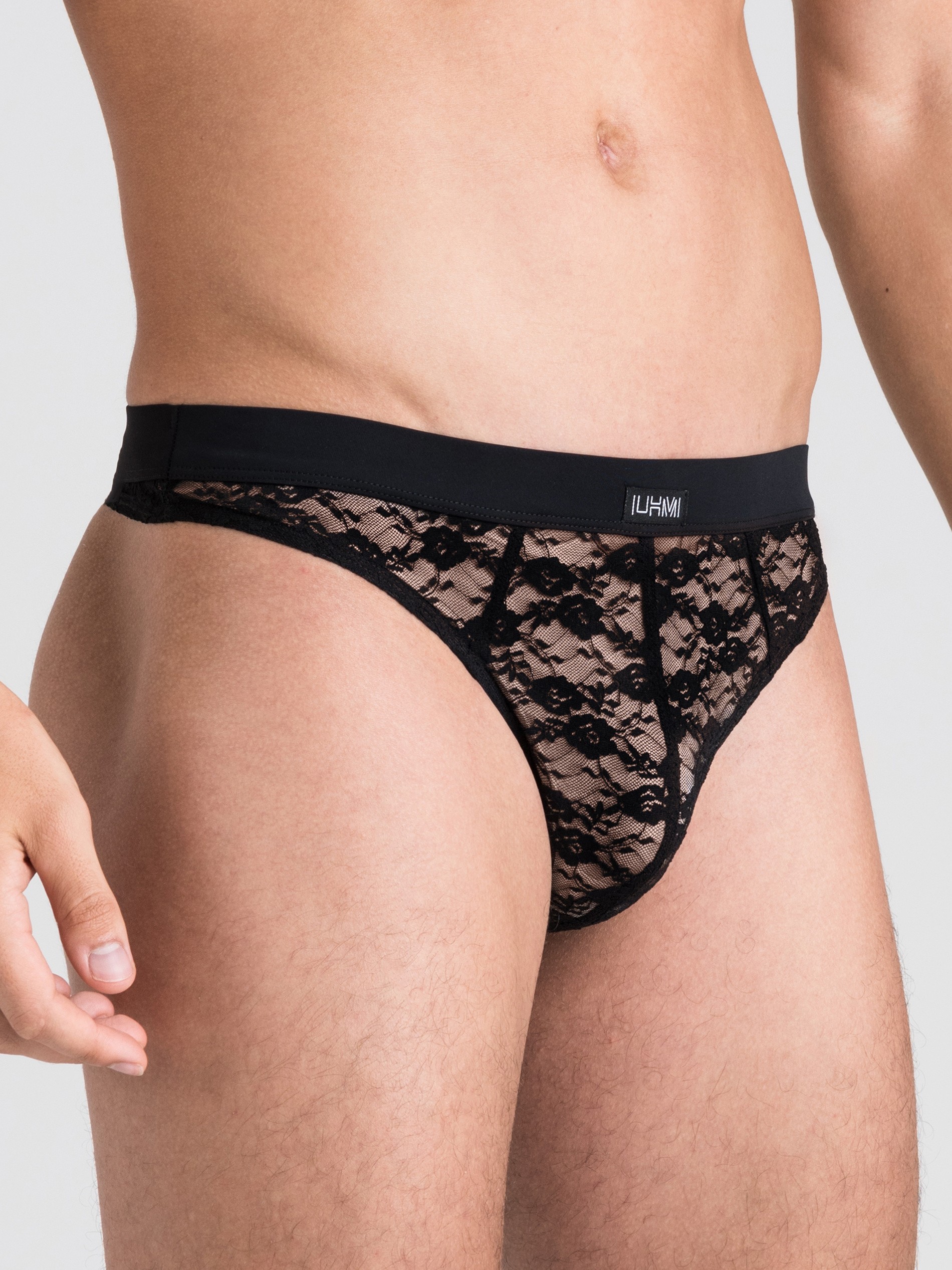 Image of LHM Black Lace Thong - L / XL - Black