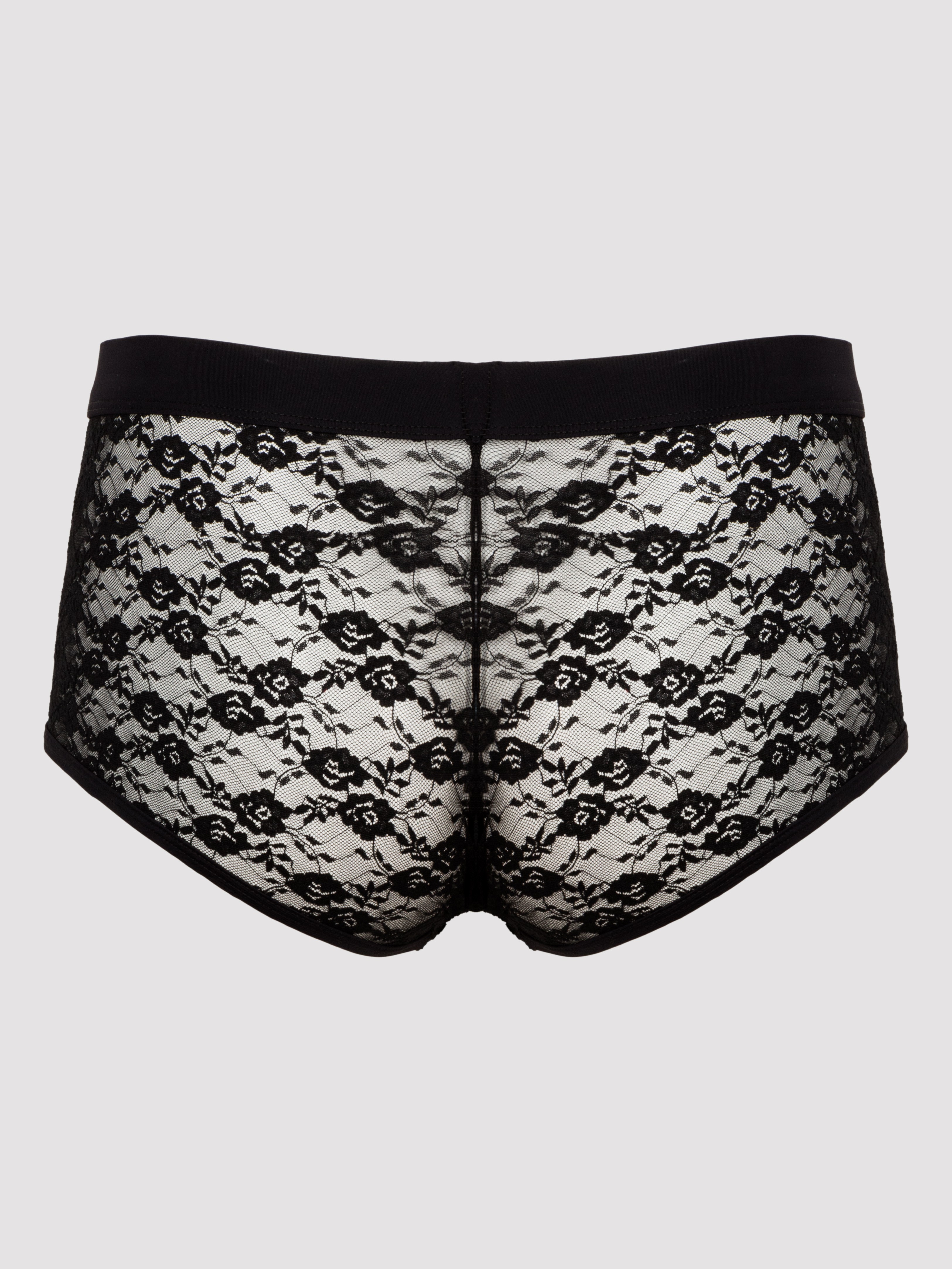 LHM Red Lace Boxer Shorts, Black, hi-res