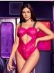 Mapale Trouble Maker Hot Pink Lace Cut-Out Teddy, Hot Pink, hi-res