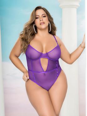 Body ouvert maille grande taille violet, Mapale
