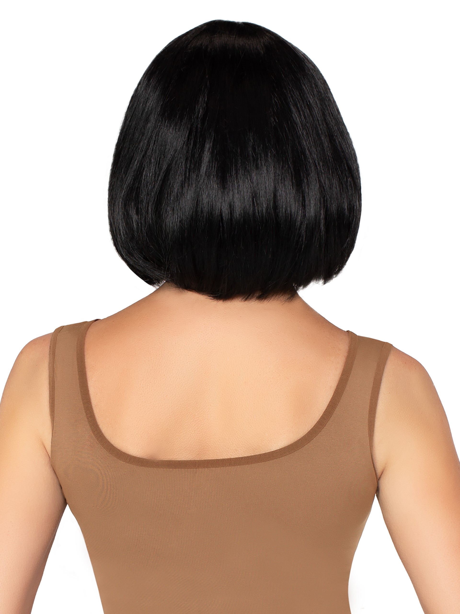 Leg Avenue Brunette Short Natural Wig With Fringe, Black, hi-res