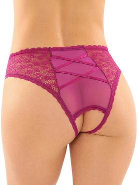 Fantasy Lingerie Pink Daisy Lace Crotchless Knickers