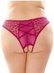 Fantasy Lingerie Bottoms Up Black Daisy Lace Crotchless Knickers, Pink, hi-res