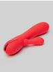 California Dreaming Rotating Warming Rechargeable Silicone Rabbit Vibrator, Red, hi-res