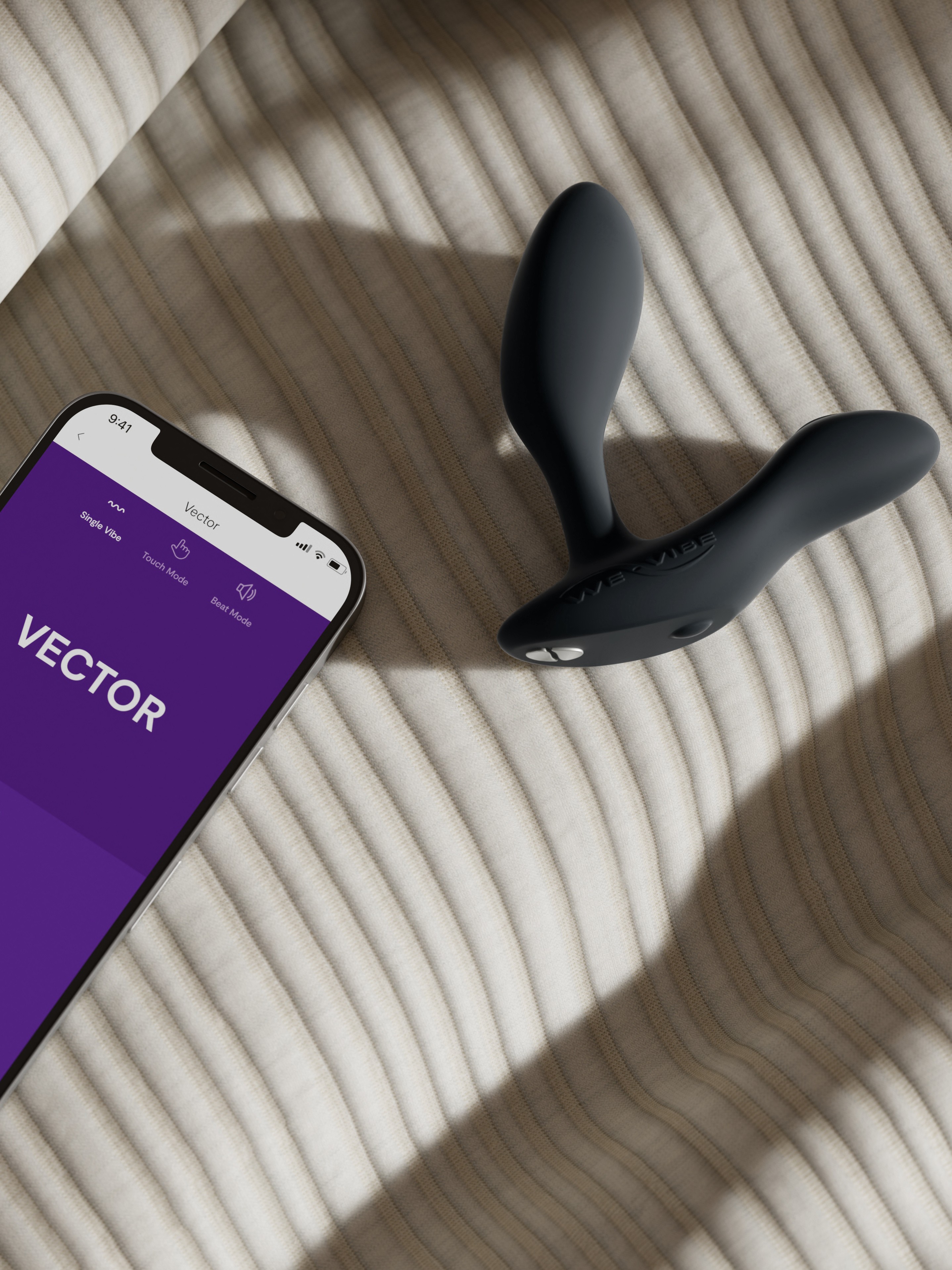 We-Vibe Vector+ App and Remote Controlled Rechargeable Prostate Massager, Black, hi-res