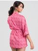 Lovehoney Pink Heart and Leopard Print Satin Robe, Pink, hi-res