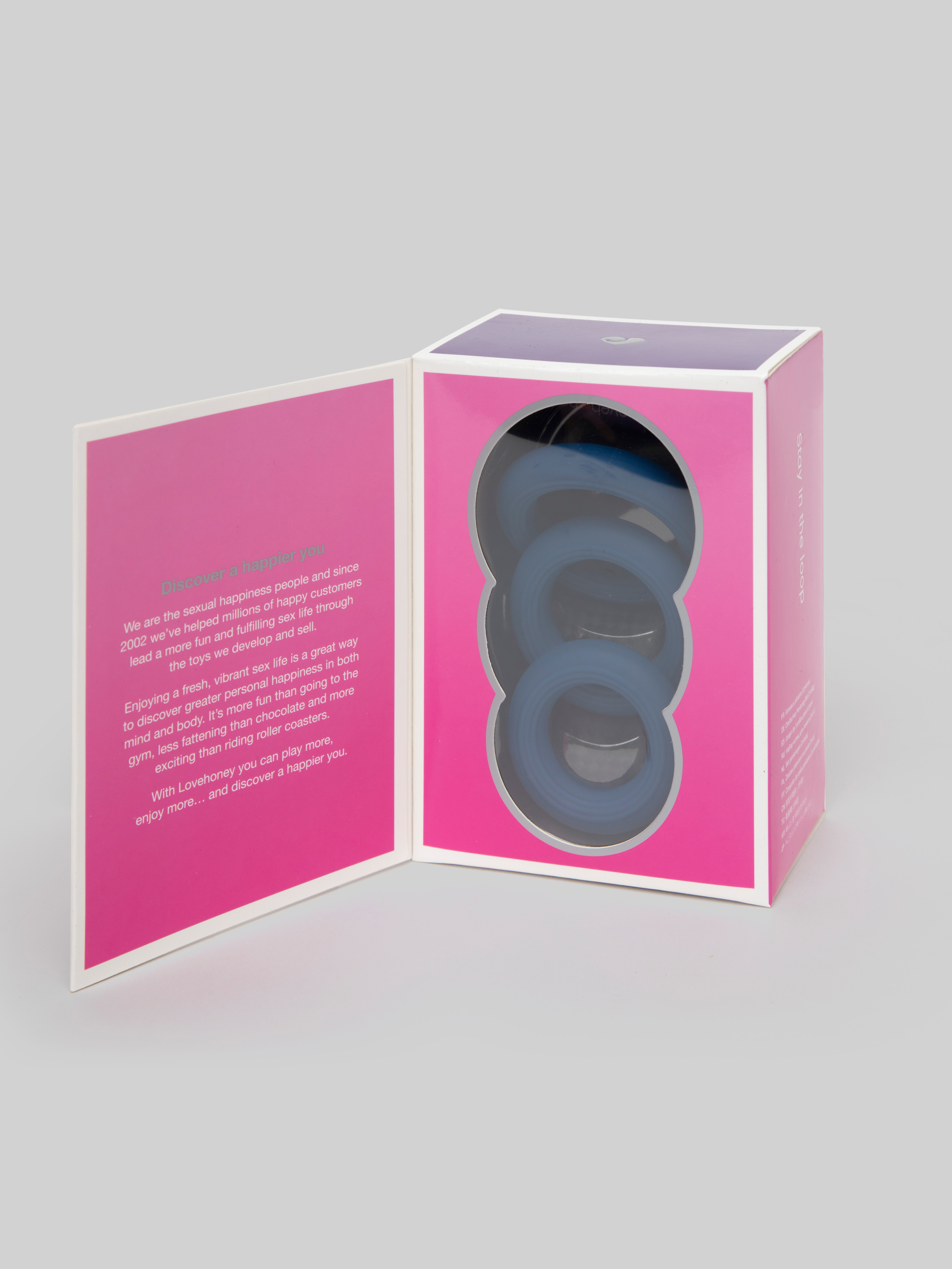 Lovehoney Ignite Silicone Love Ring Set (3 Piece), Blue, hi-res