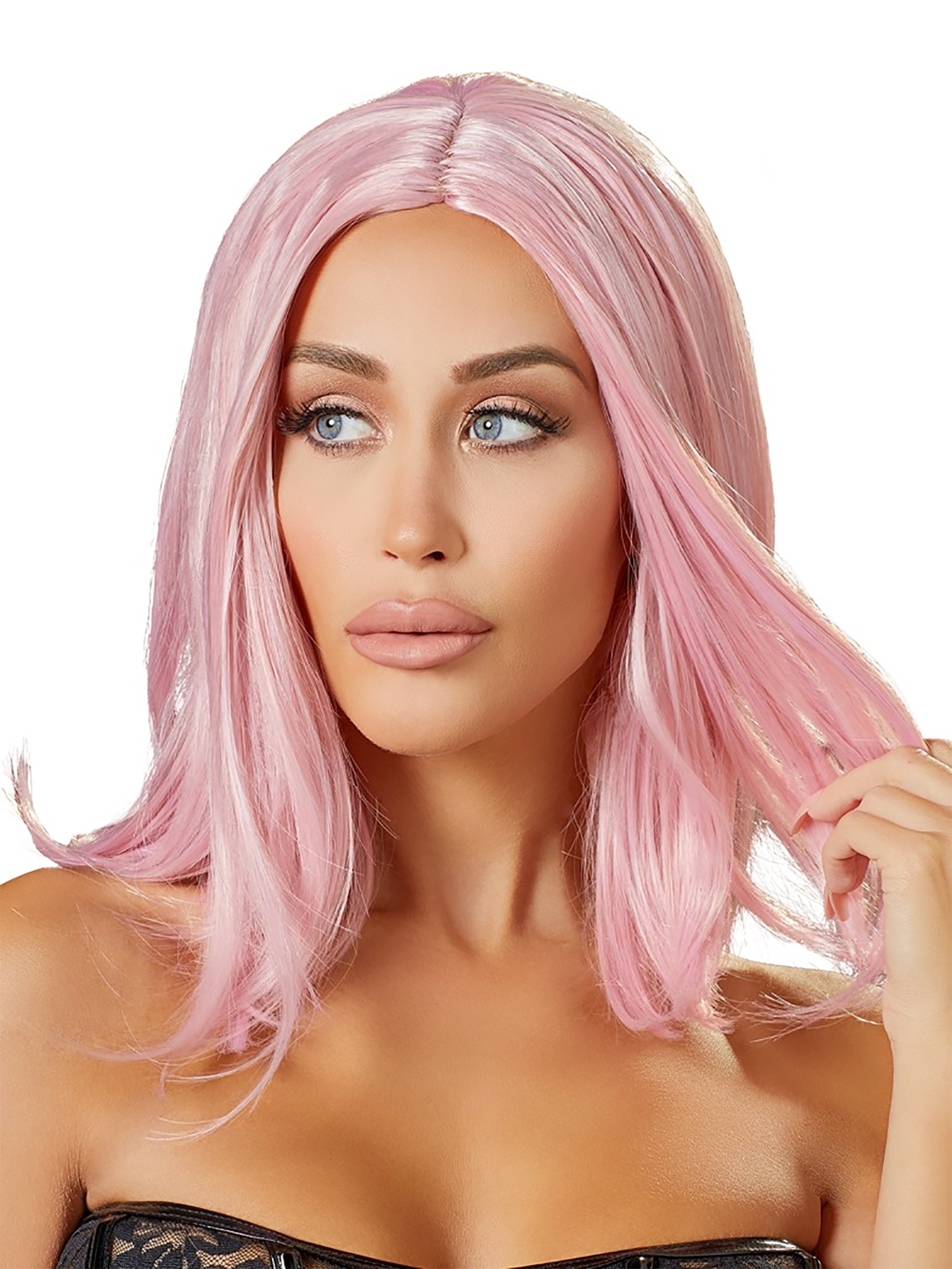 Cottelli Pink Long Bob Wig, Light Pink, vanilla