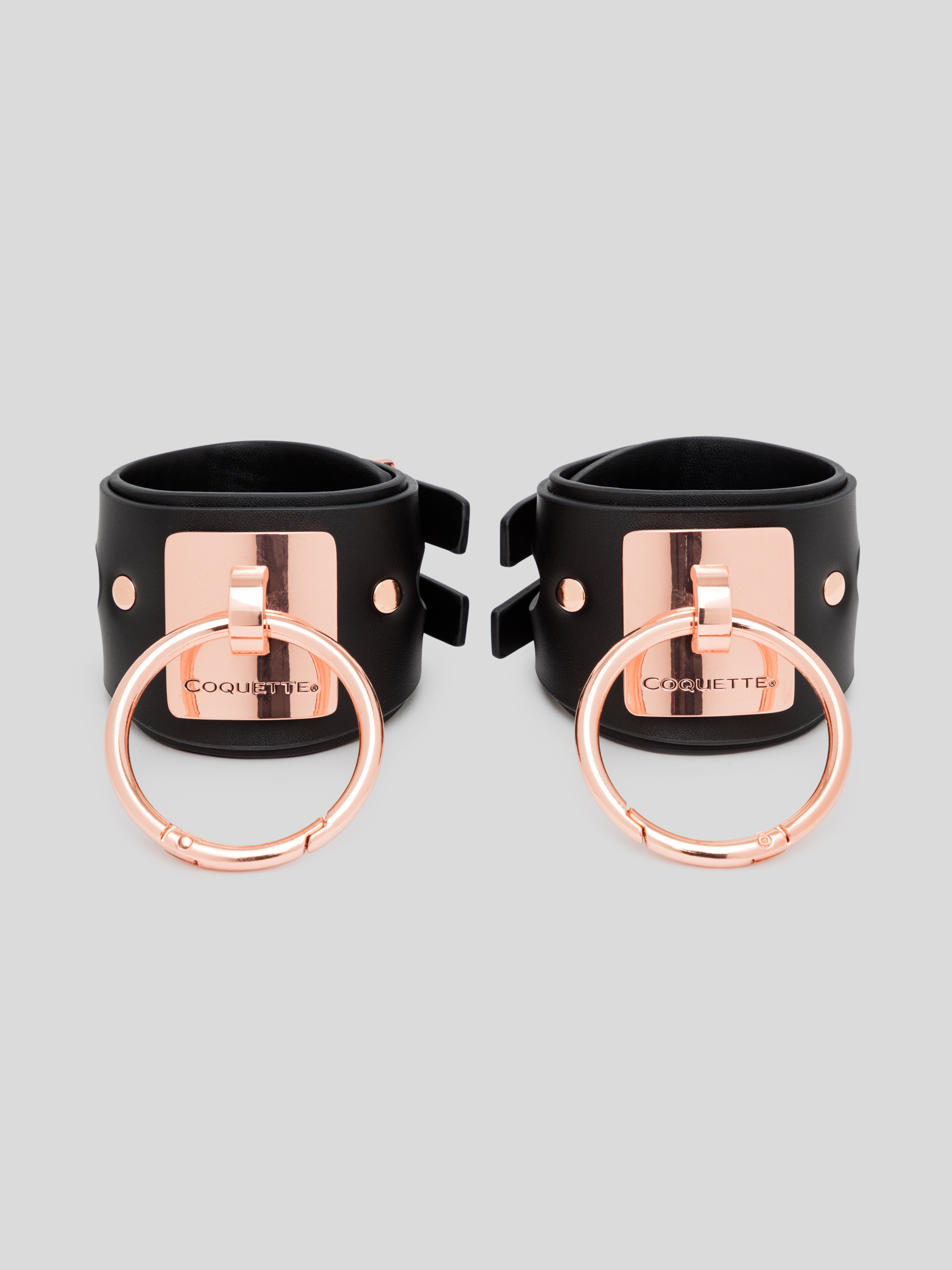 Coquette Premium Faux Leather Wrist Restraints, Black, hi-res